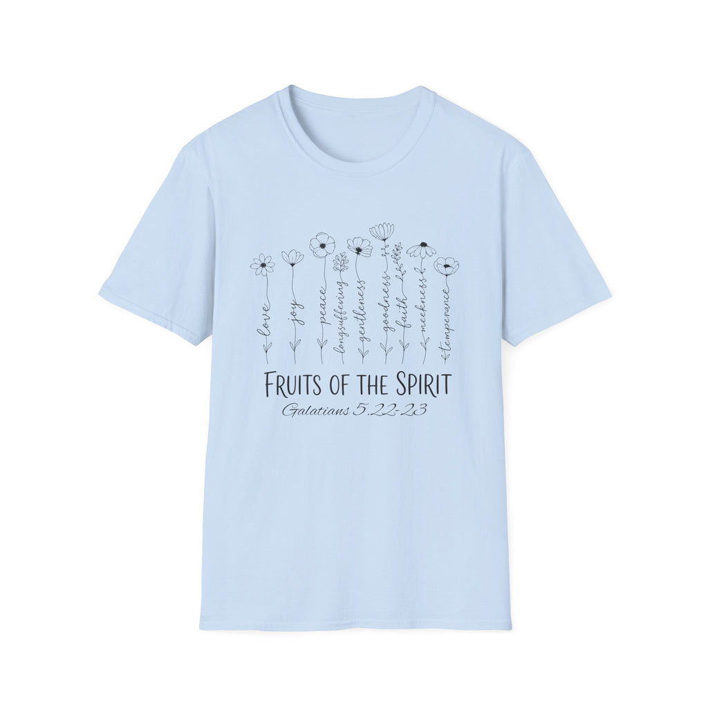 Fruits of the Spirit T-Shirt — Floral Scripture Design (Galatians 5:22-23)