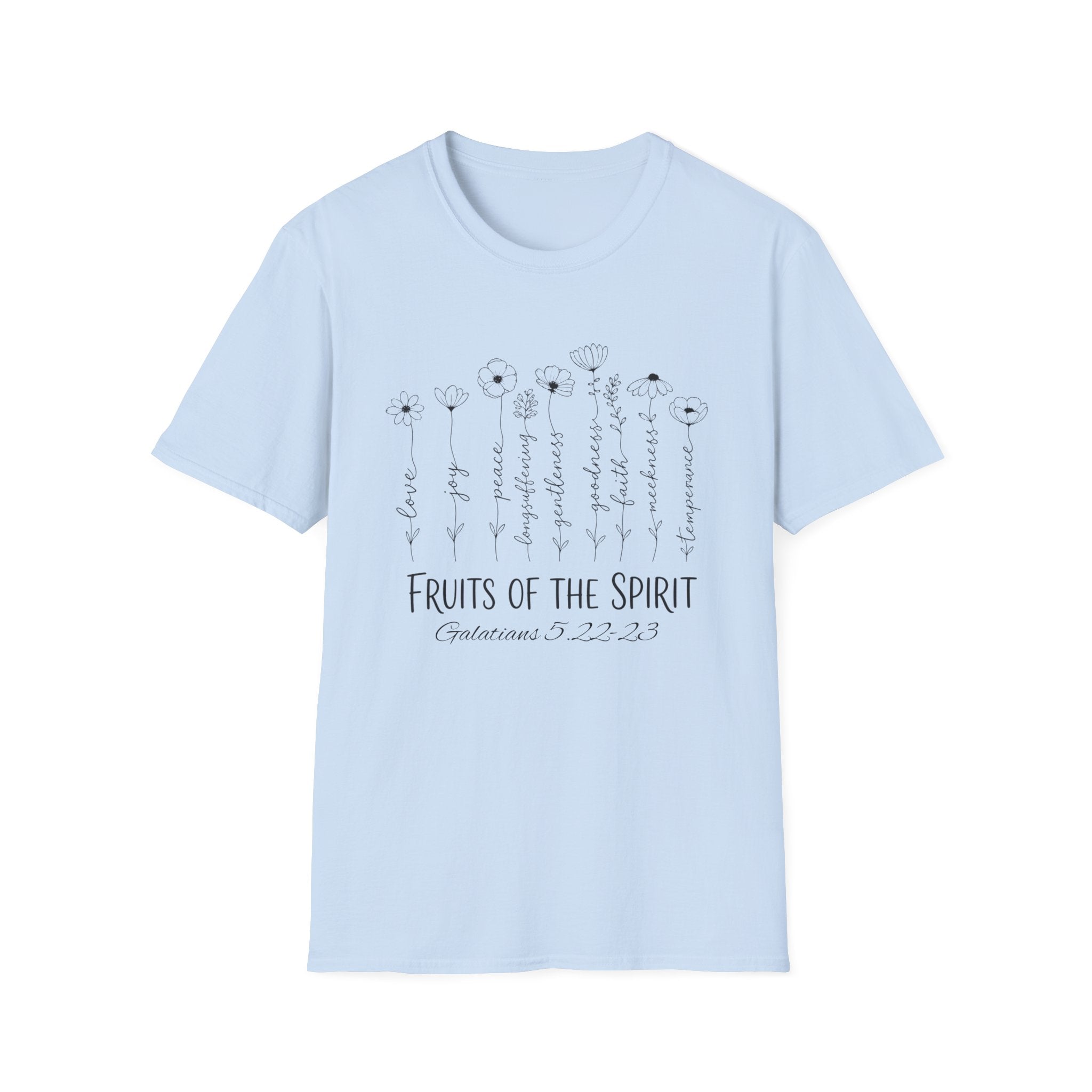Fruits of the Spirit T-Shirt — Floral Scripture Design (Galatians 5:22-23)