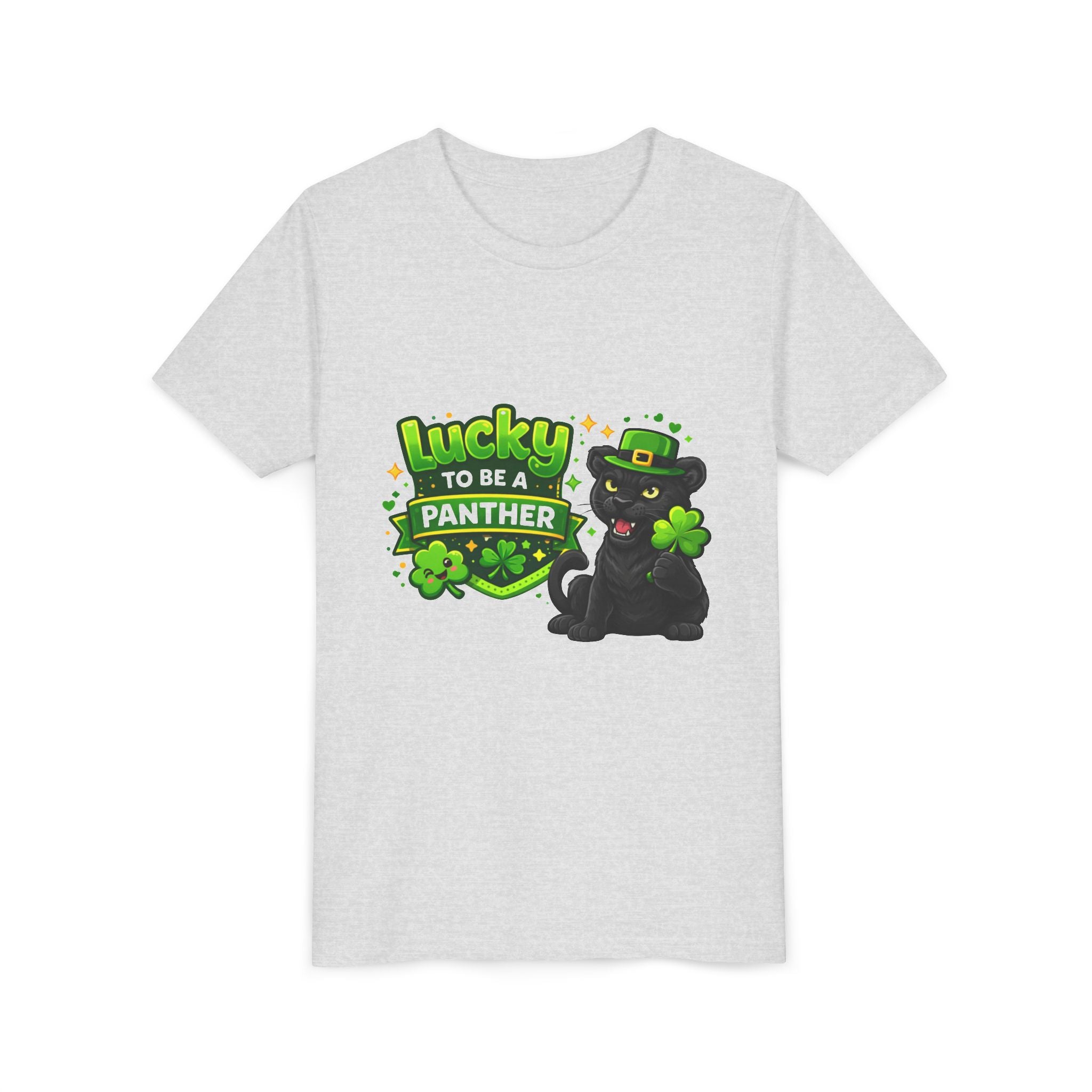 Youth Tee — "Lucky to Be a Panther" St. Patrick's Day Shamrock Tee
