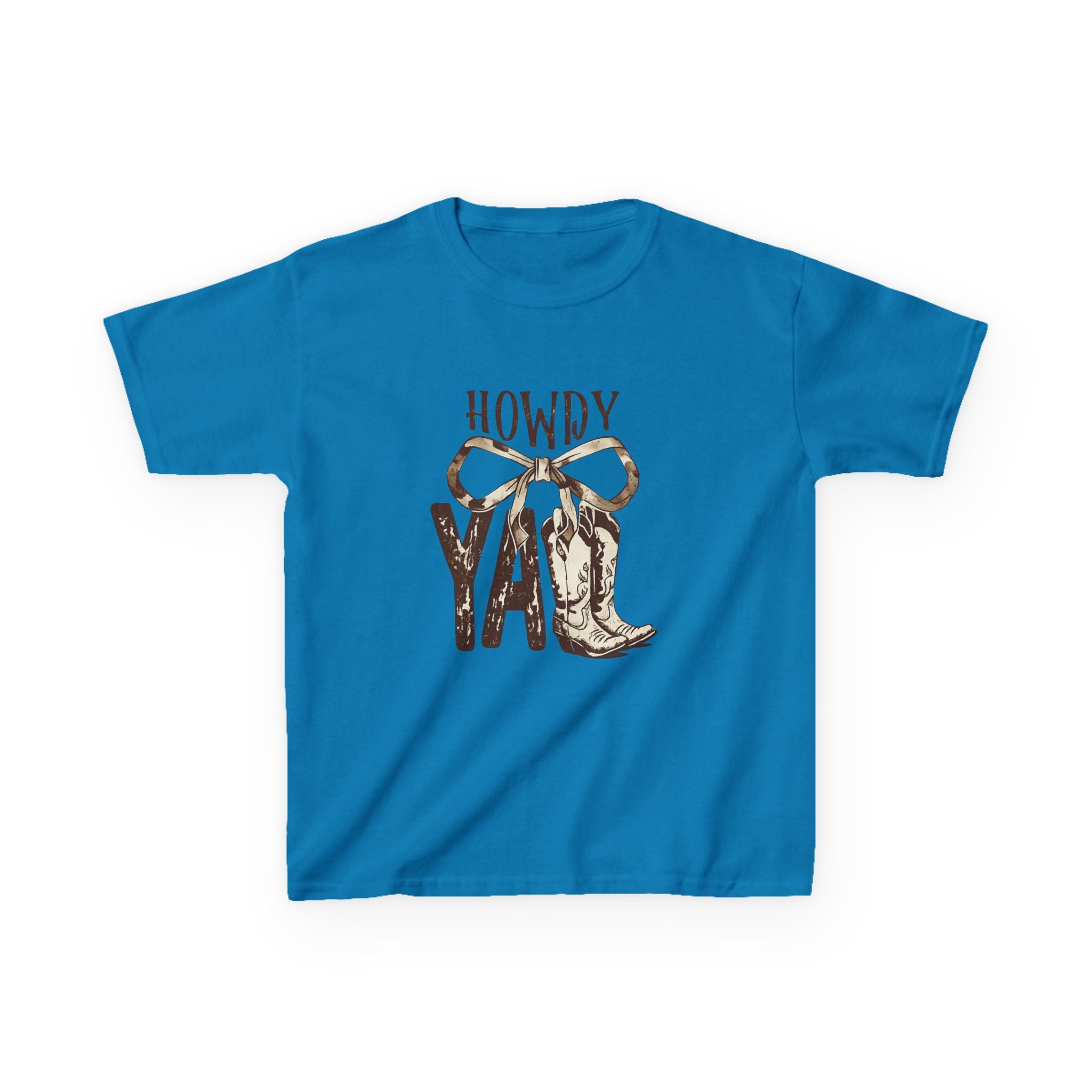 Howdy Y'all Kids T-Shirt — Western Cowboy Boot & Bow Graphic Tee