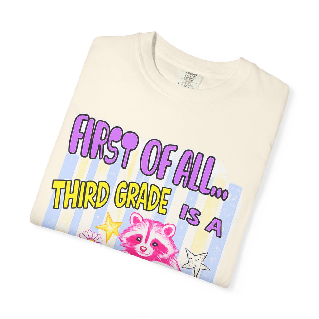 Third Grade Is a Whole Vibe T-Shirt — Cute Pink Raccoon Back-to-School Tee