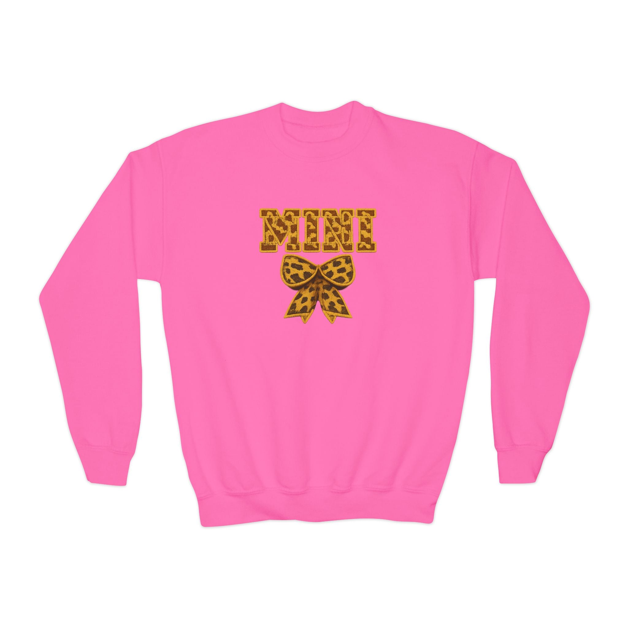 Youth Crewneck Sweatshirt - Leopard 'Mimi' Graphic with Bow