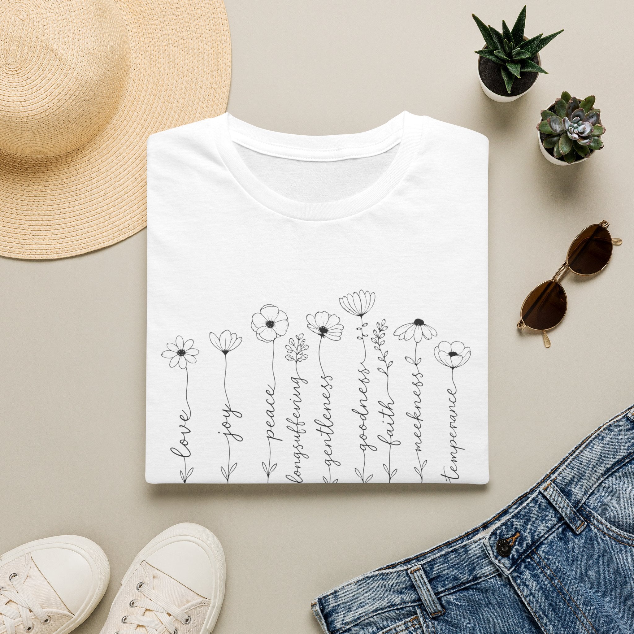 Fruits of the Spirit T-Shirt — Floral Scripture Design (Galatians 5:22-23)