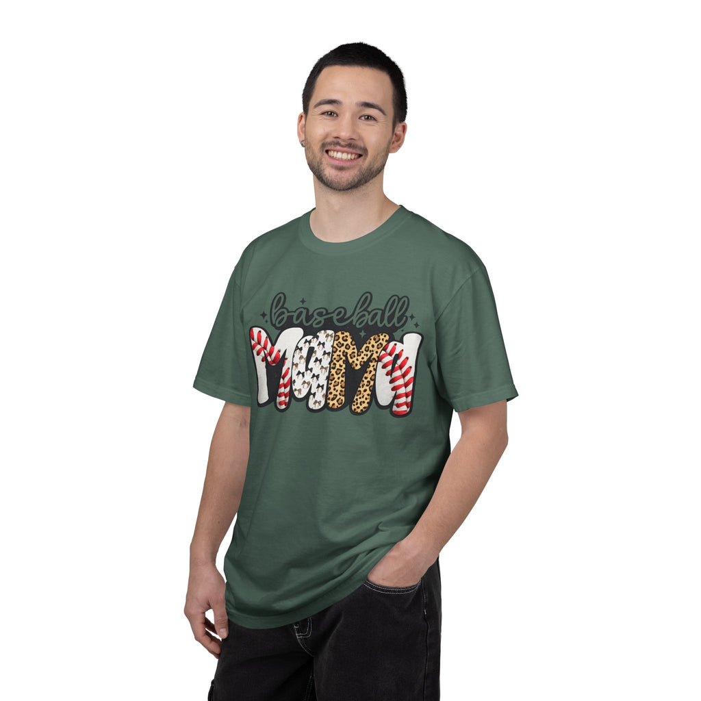 Baseball Mom T-Shirt — Leopard & Stitch Pattern Sports Tee
