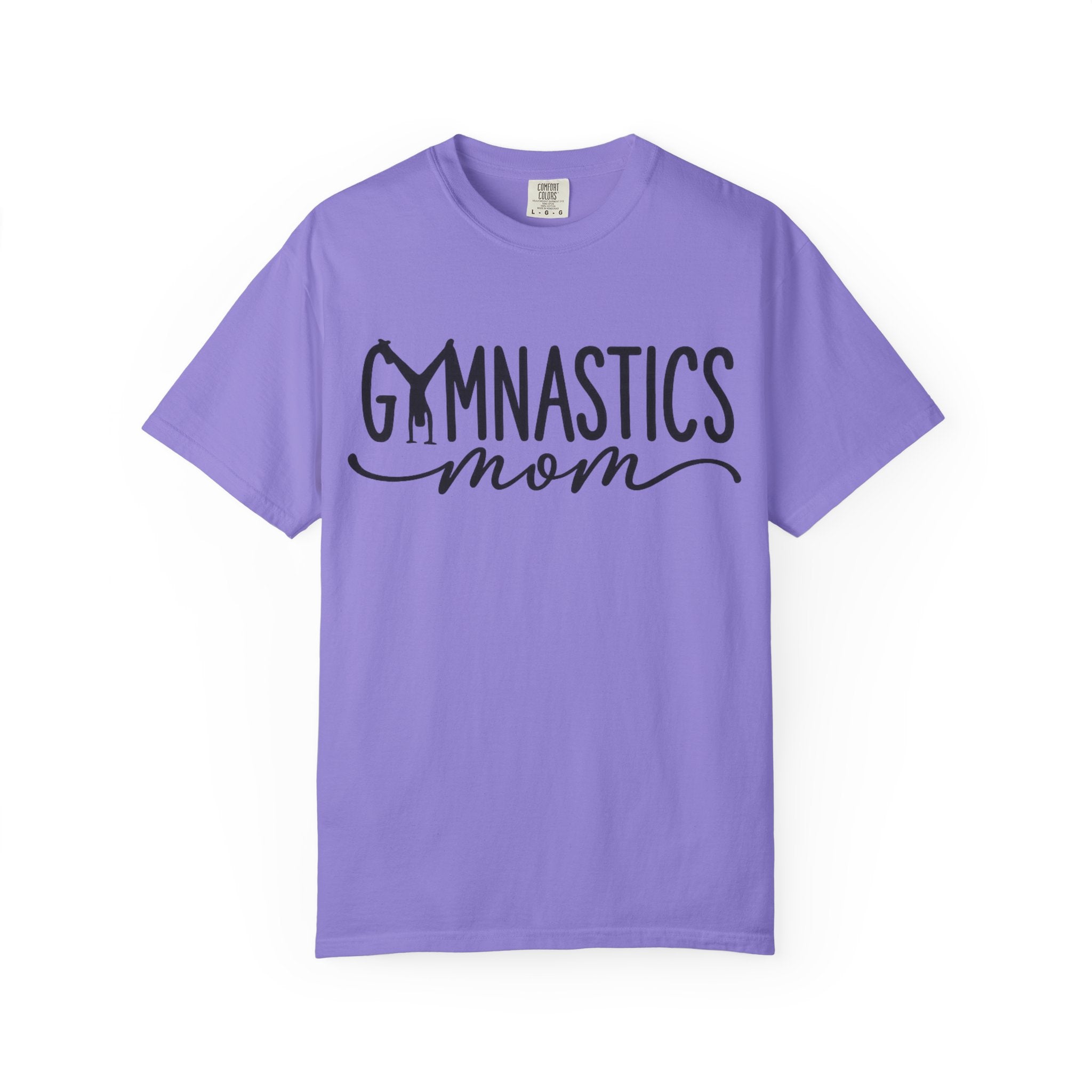 Gymnastics Mom T-Shirt — Casual White Crew Tee with Script Logo