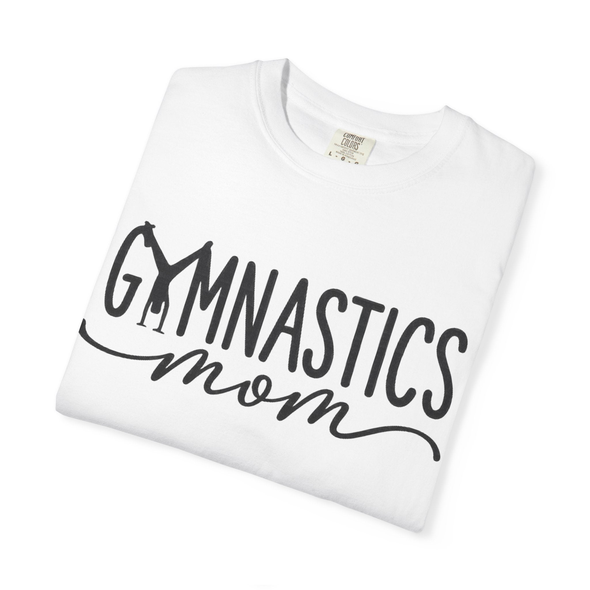 Gymnastics Mom T-Shirt — Casual White Crew Tee with Script Logo