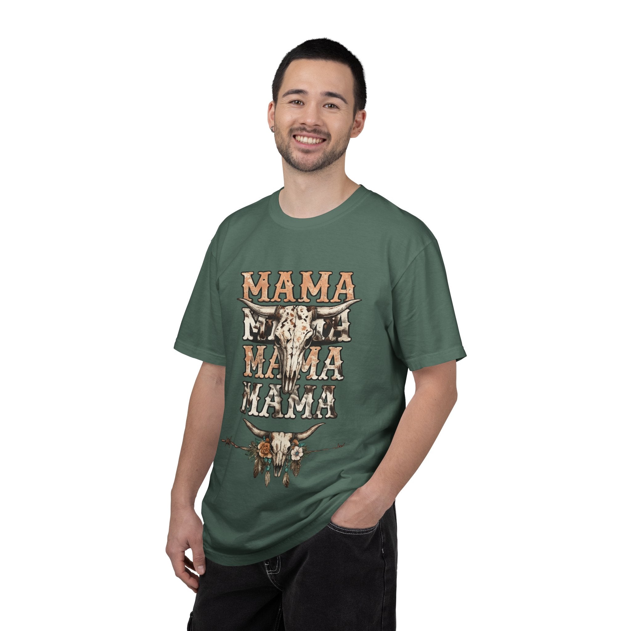 Mama Cow Skull Graphic T-Shirt — Western Boho Mom Tee