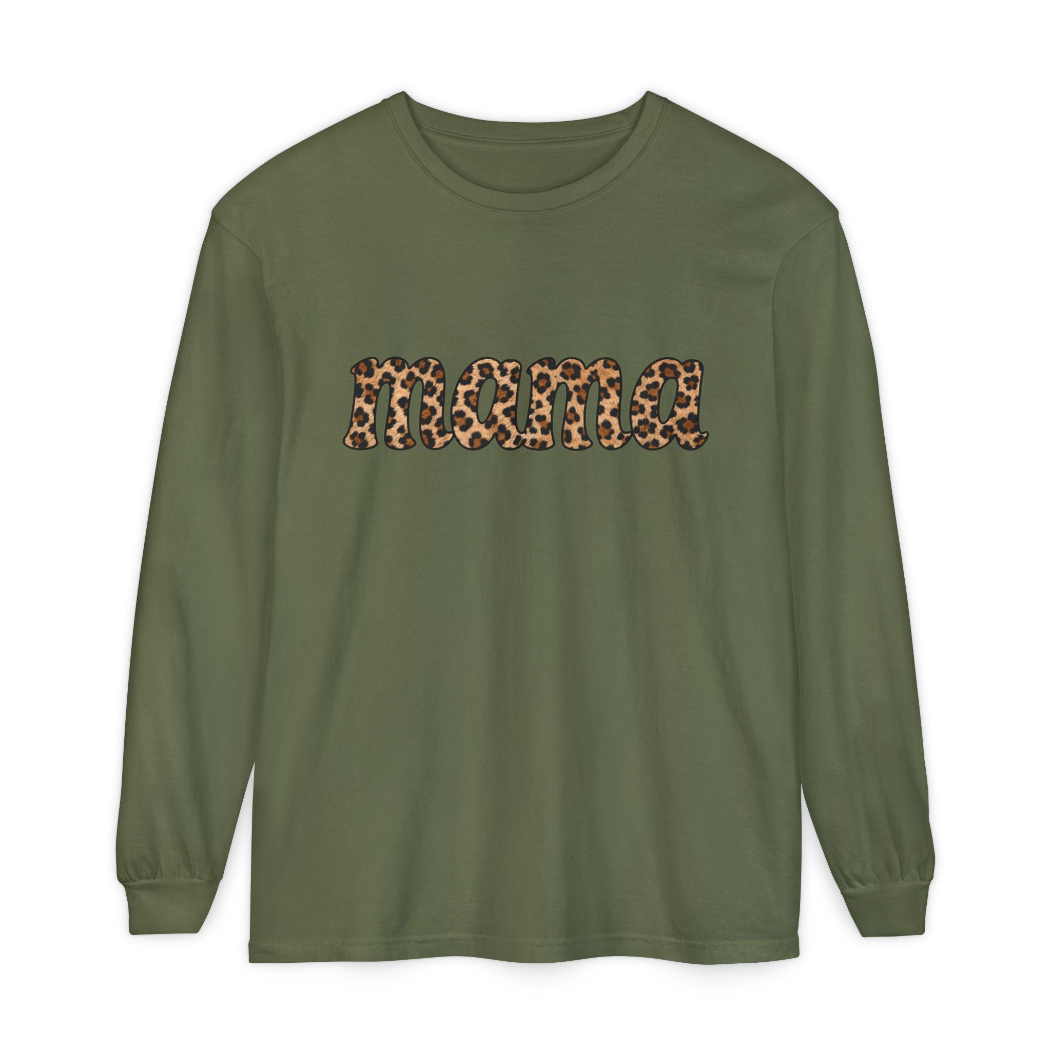 Mama Leopard Print Long Sleeve Tee