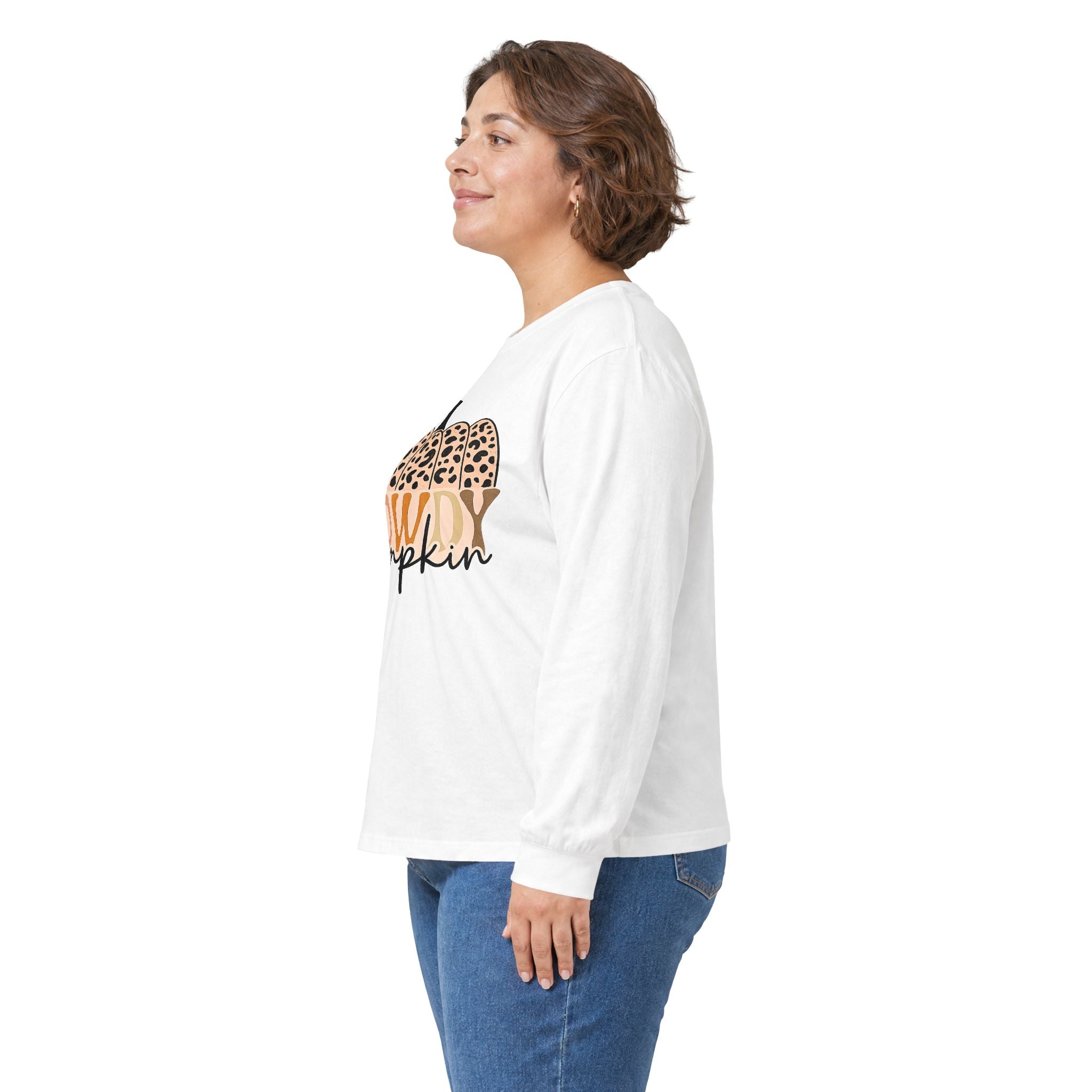 Howdy Pumpkin Long Sleeve Tee — Leopard Print Fall Graphic Shirt
