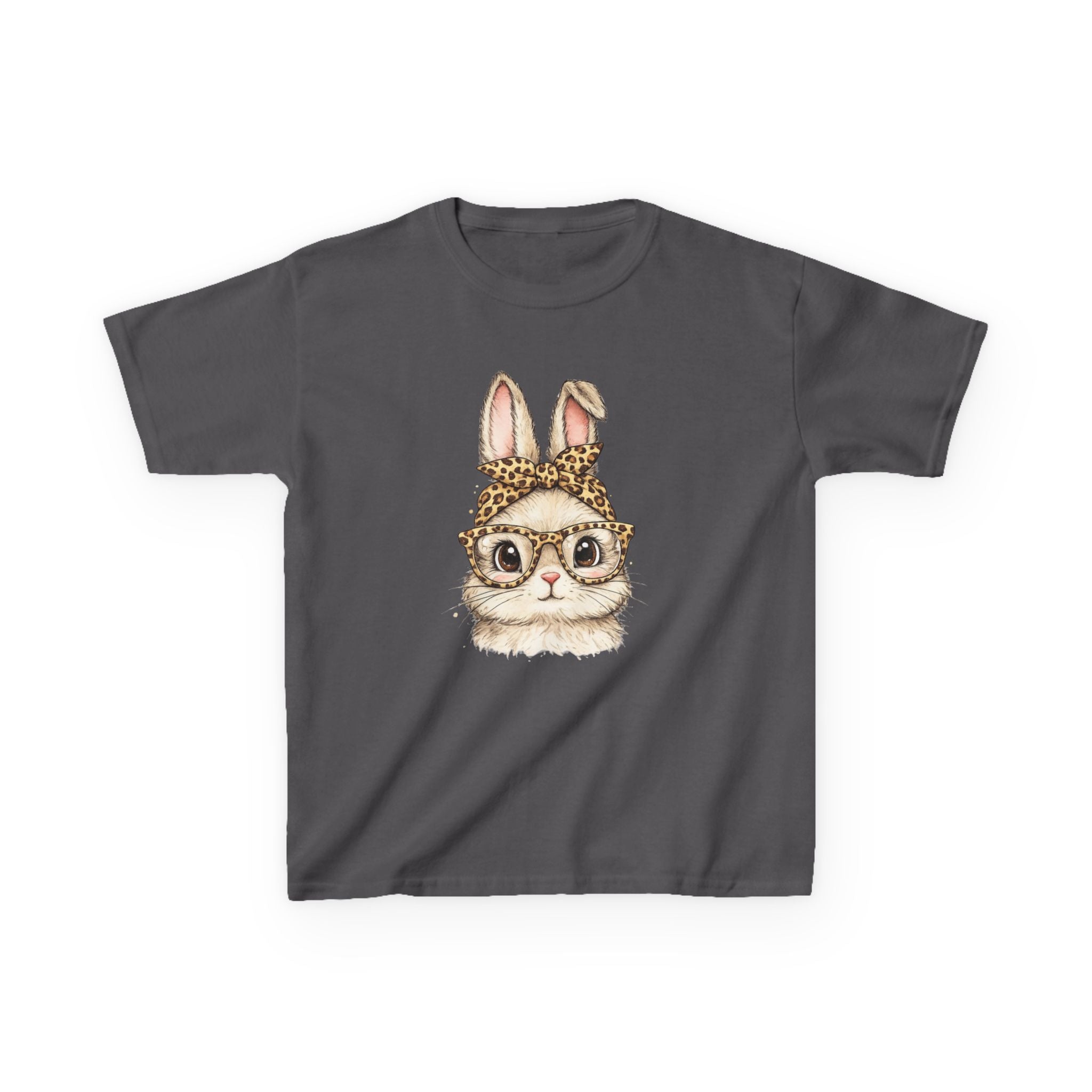 Kids Bunny with Glasses Tee — Cute Leopard Headband Rabbit Shirt for Children