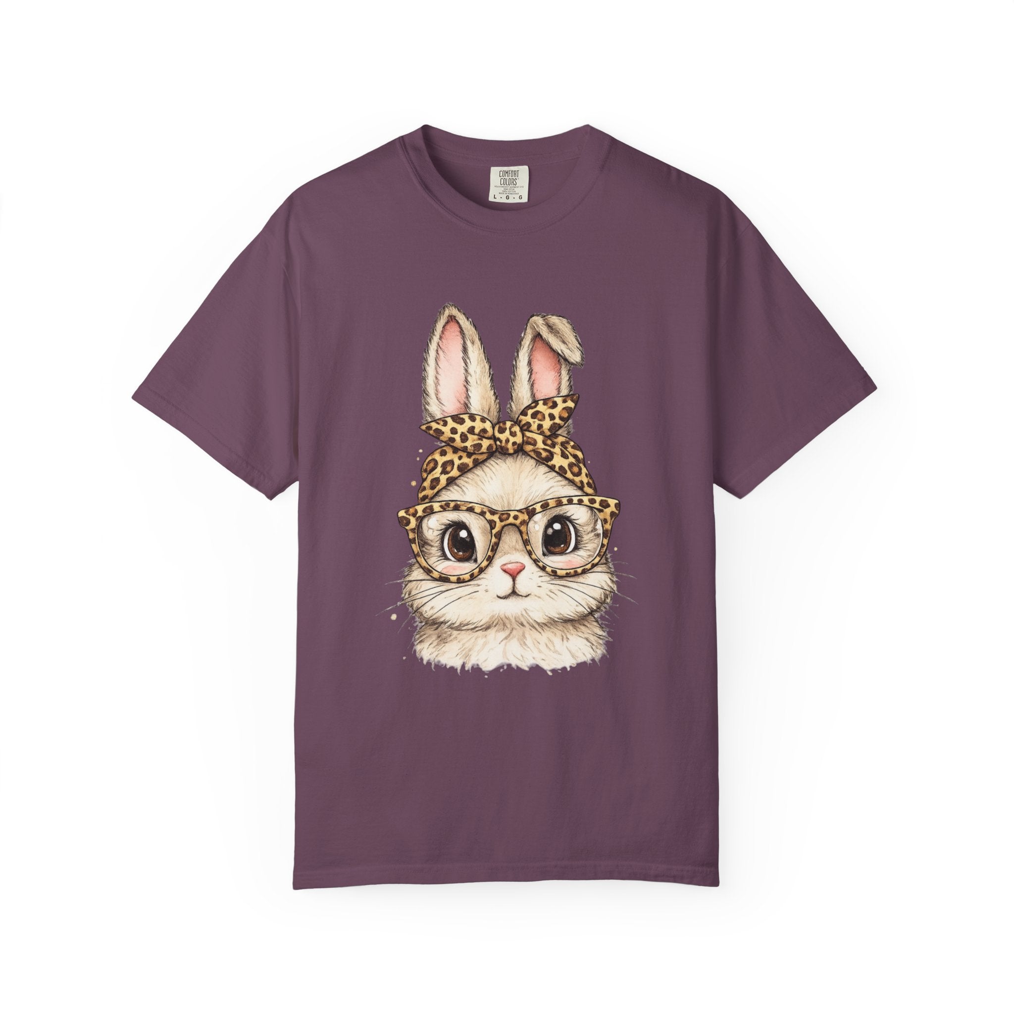 Bunny in Leopard Headband T-Shirt — Cute Vintage Rabbit Graphic Tee