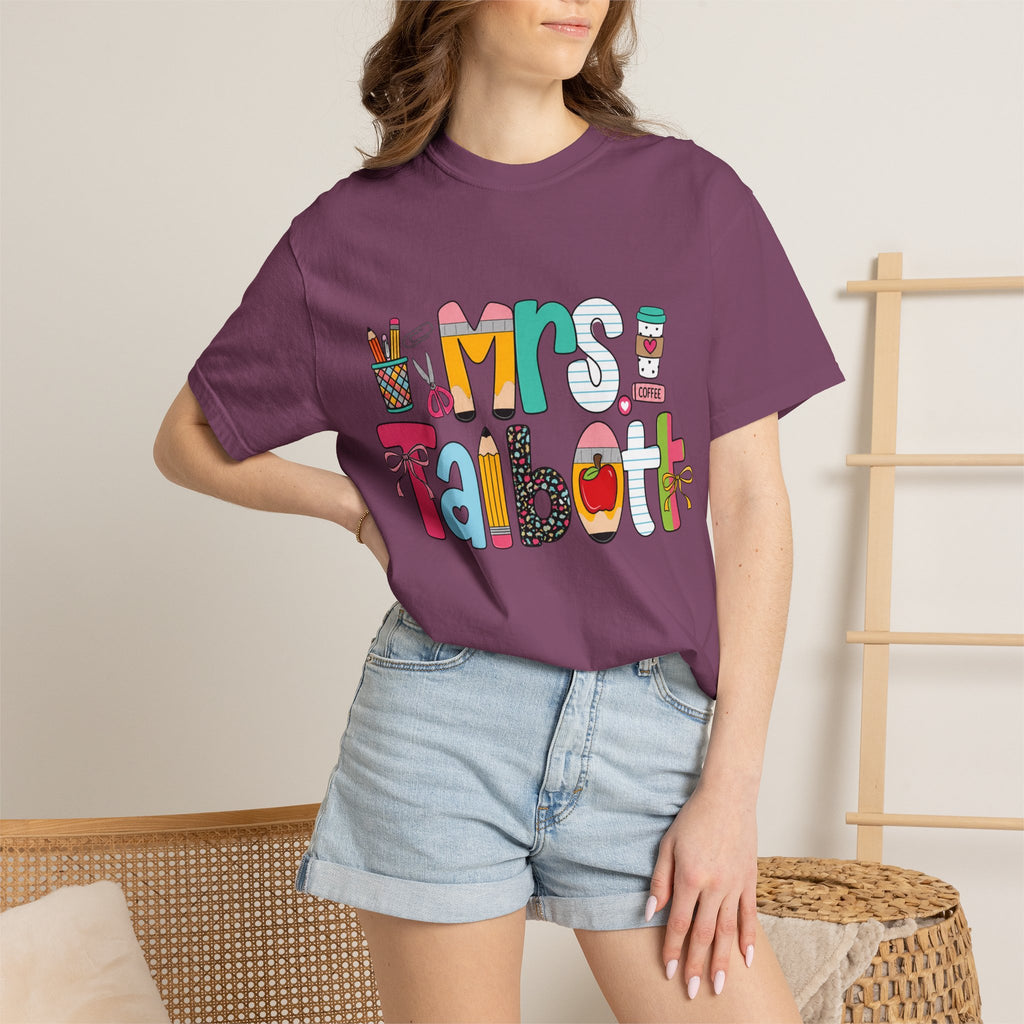 Teacher Name T‑Shirt — "Mrs. Talbott" Cute Classroom Doodle Design