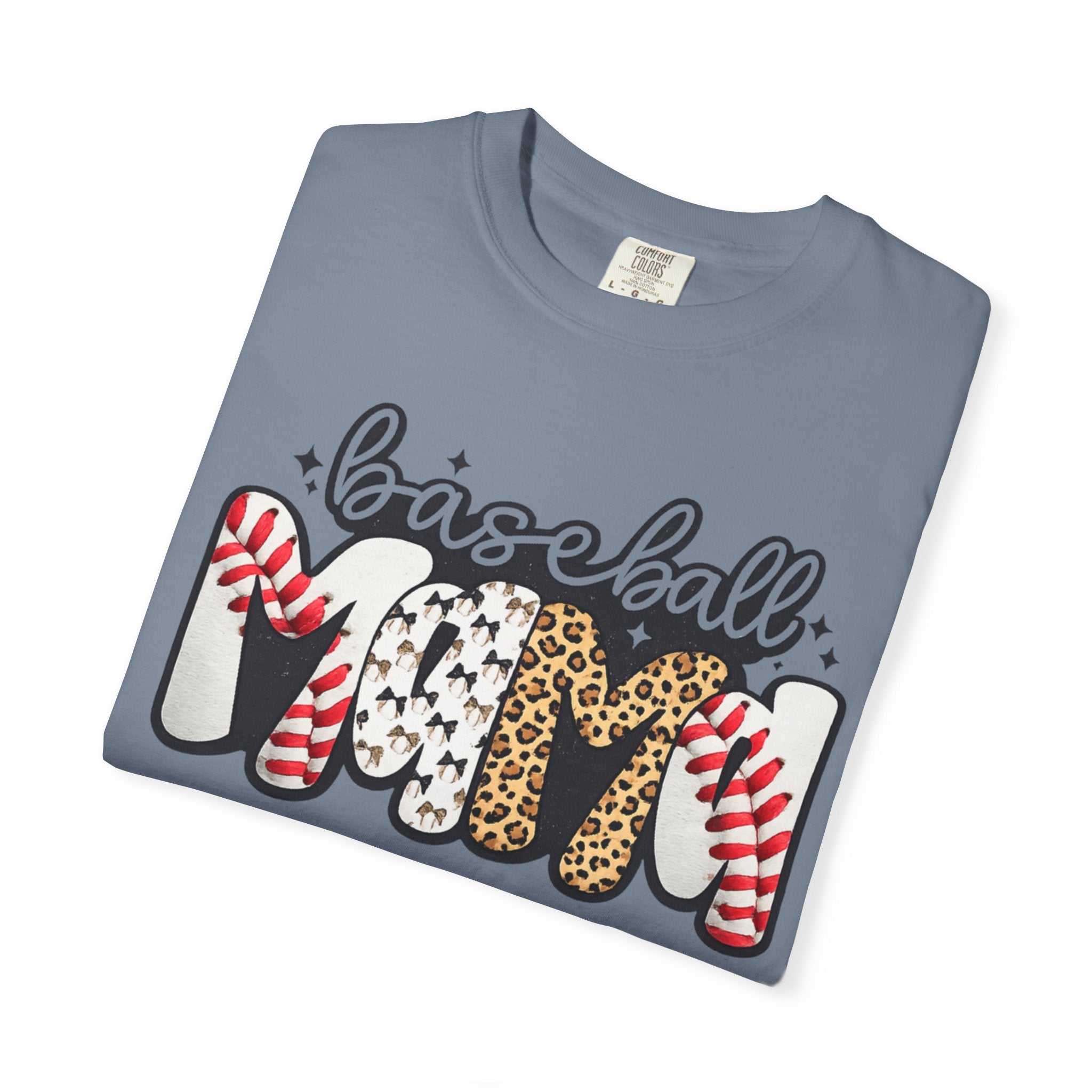 Baseball Mom T-Shirt — Leopard & Stitch Pattern Sports Tee
