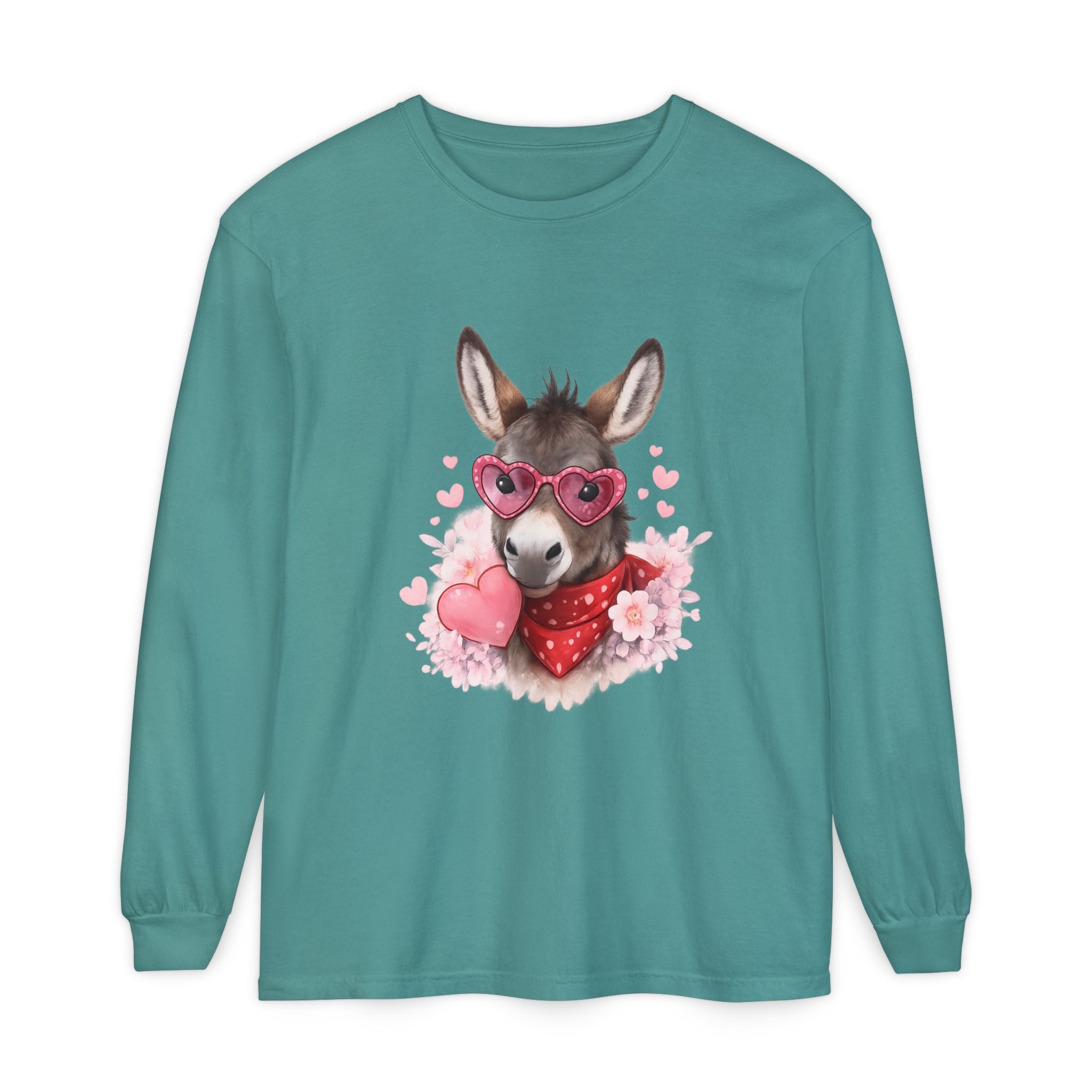 Donkey with Heart Sunglasses Long Sleeve Tee