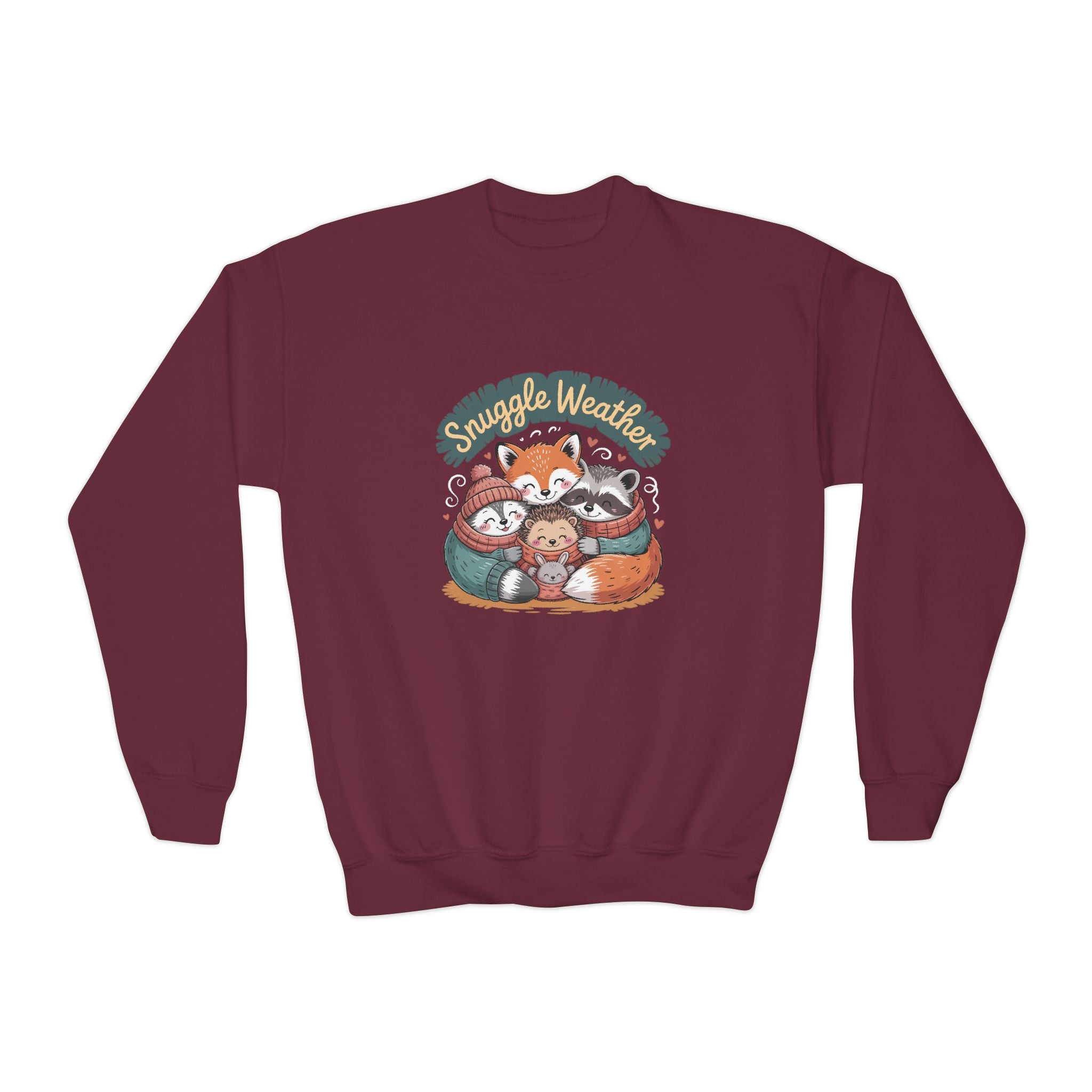 Youth Sweatshirt — "Snuggle Weather" Forest Animal Crewneck