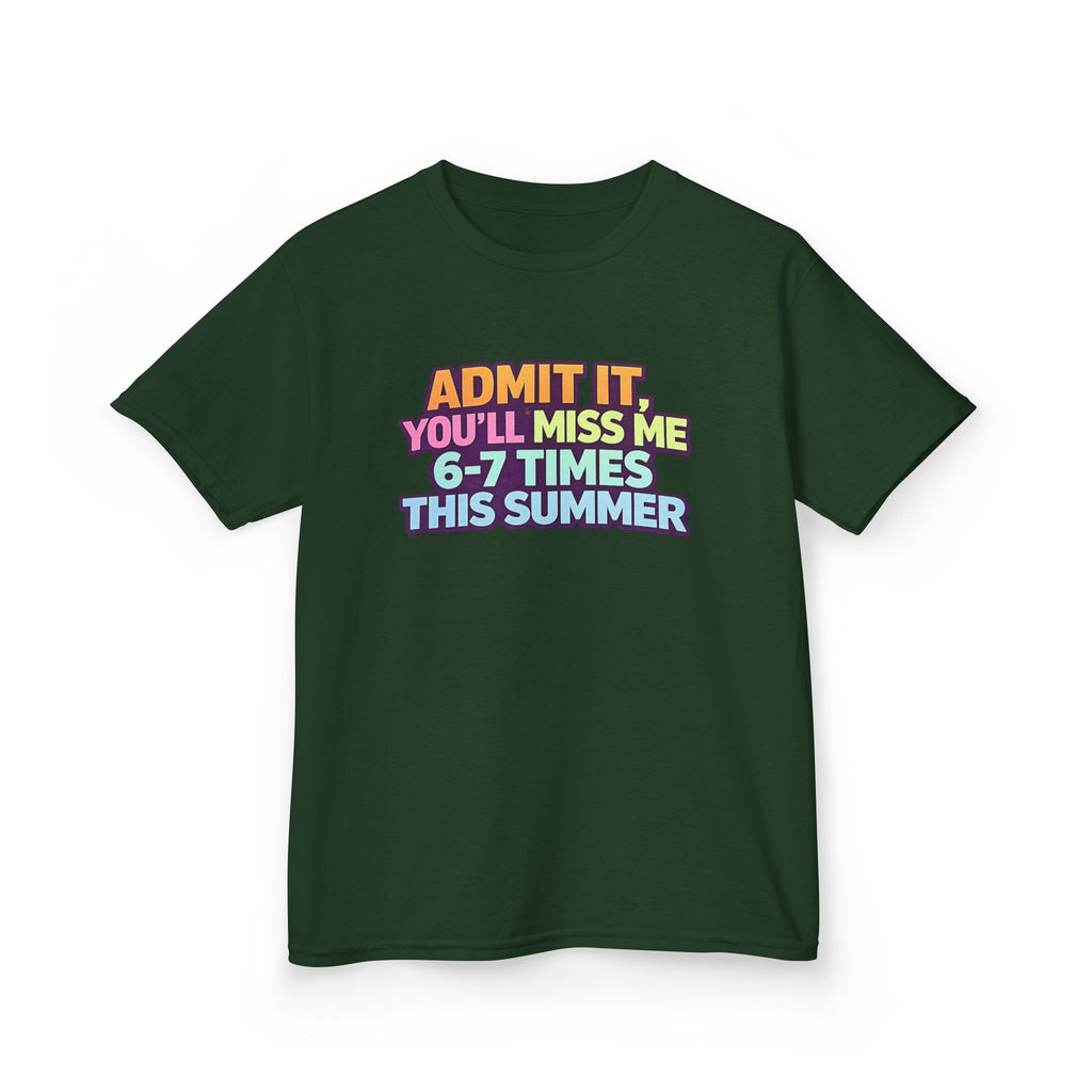 Kids Tee - "Admit It You'll Miss Me 6-7 Times This Summer" Retro Rainbow Graphic