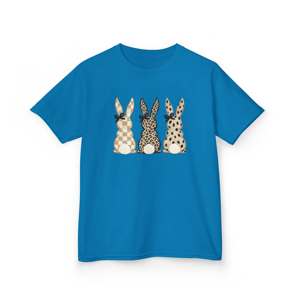 Kids Bunny Trio Tee — Neutral Patterned Easter Rabbit Shirt
