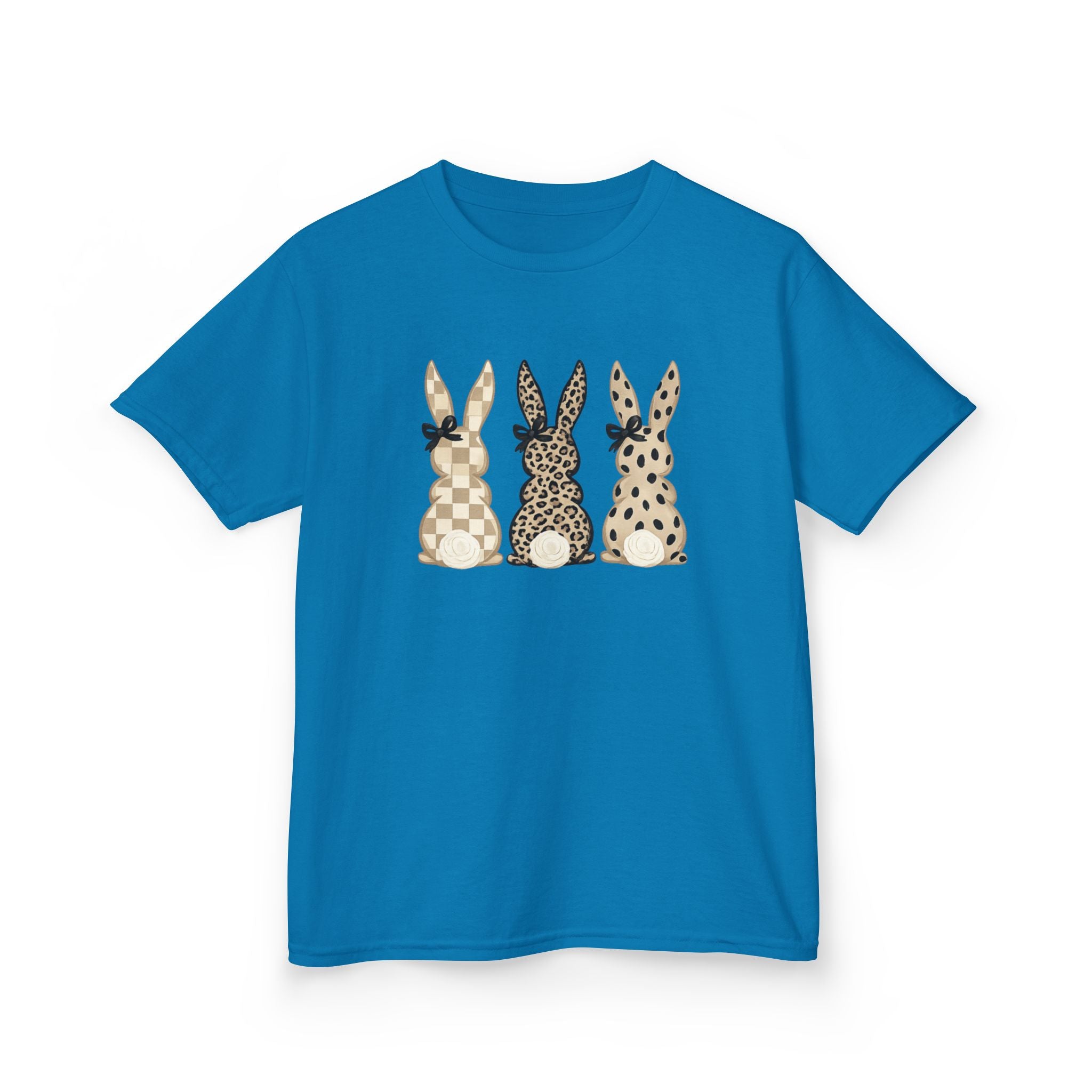 Kids Bunny Trio Tee — Neutral Patterned Easter Rabbit Shirt