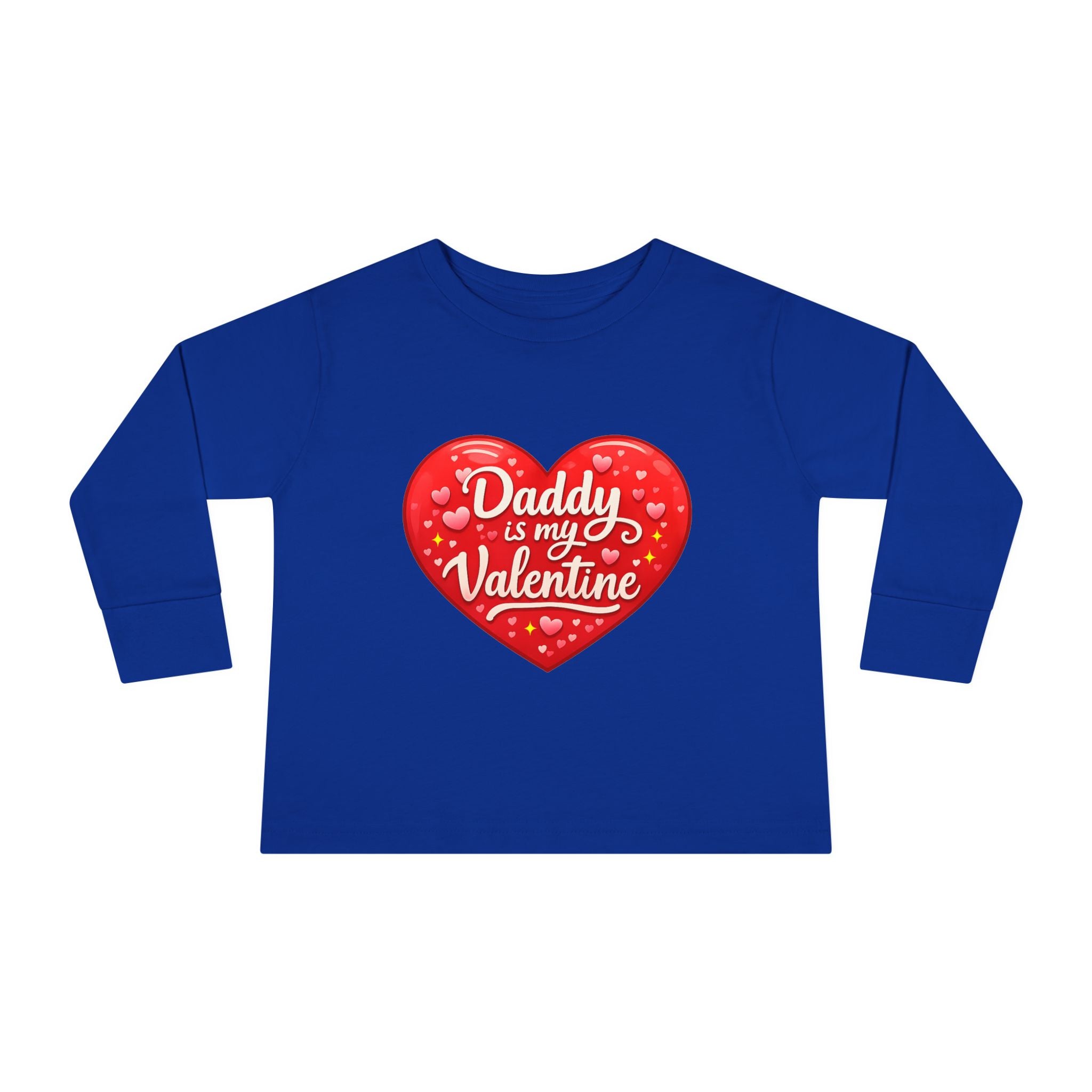 Toddler Long Sleeve Tee - "Daddy Is My Valentine" Heart Graphic Valentine's Day Shirt