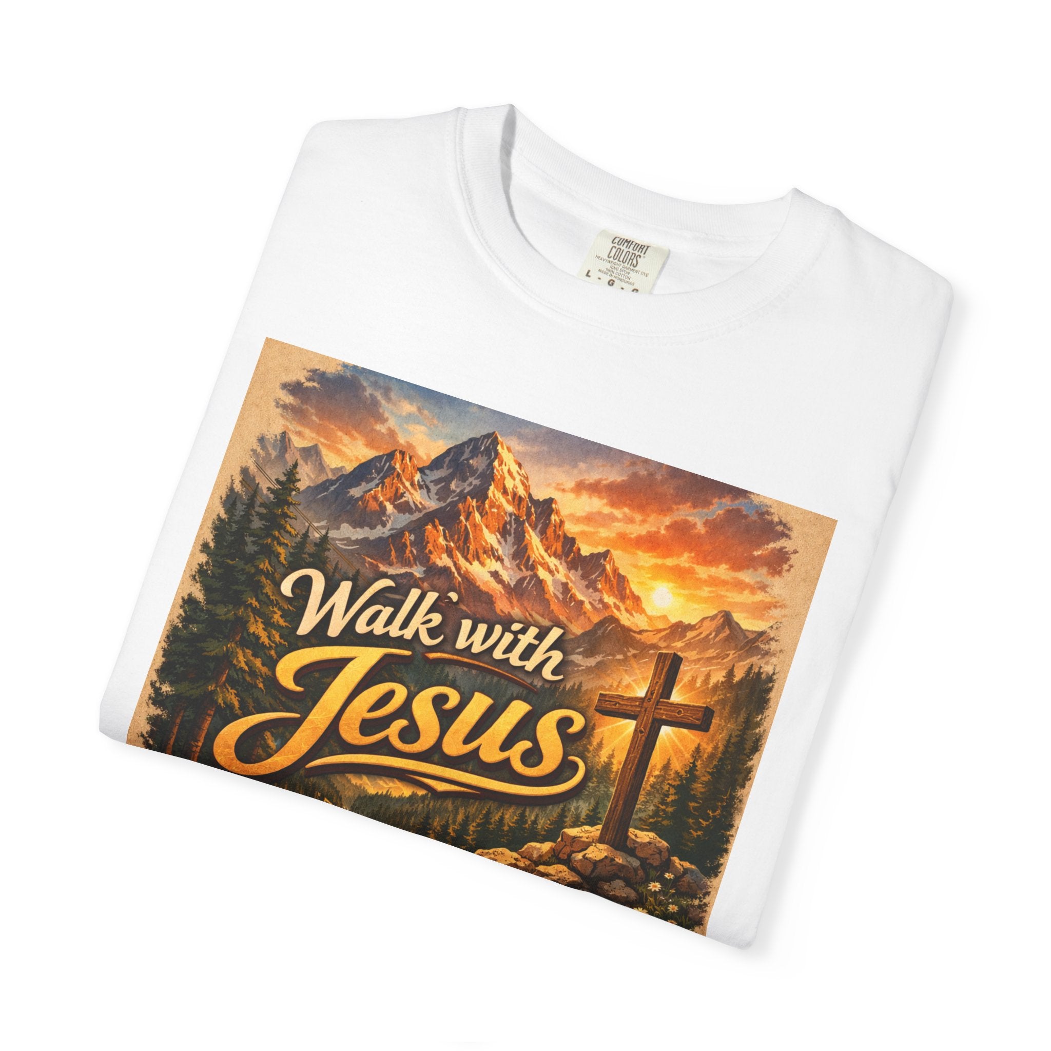 Walk with Jesus T-Shirt — Christian Faith Mountain Cross Tee