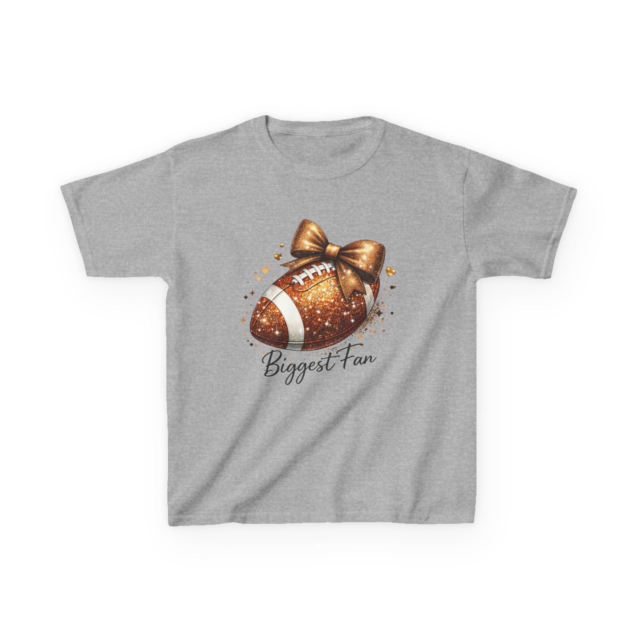 Kids Tee — 'Biggest Fan' Glitter Football Design