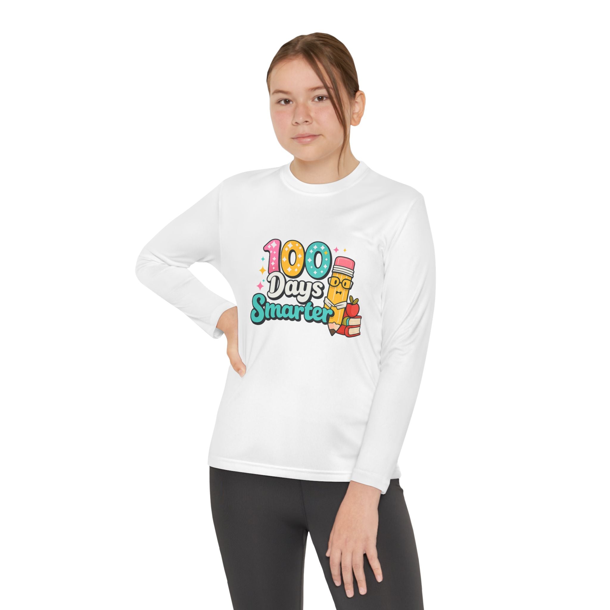 Youth Long Sleeve Tee - "100 Days Smarter" School Celebration Shirt