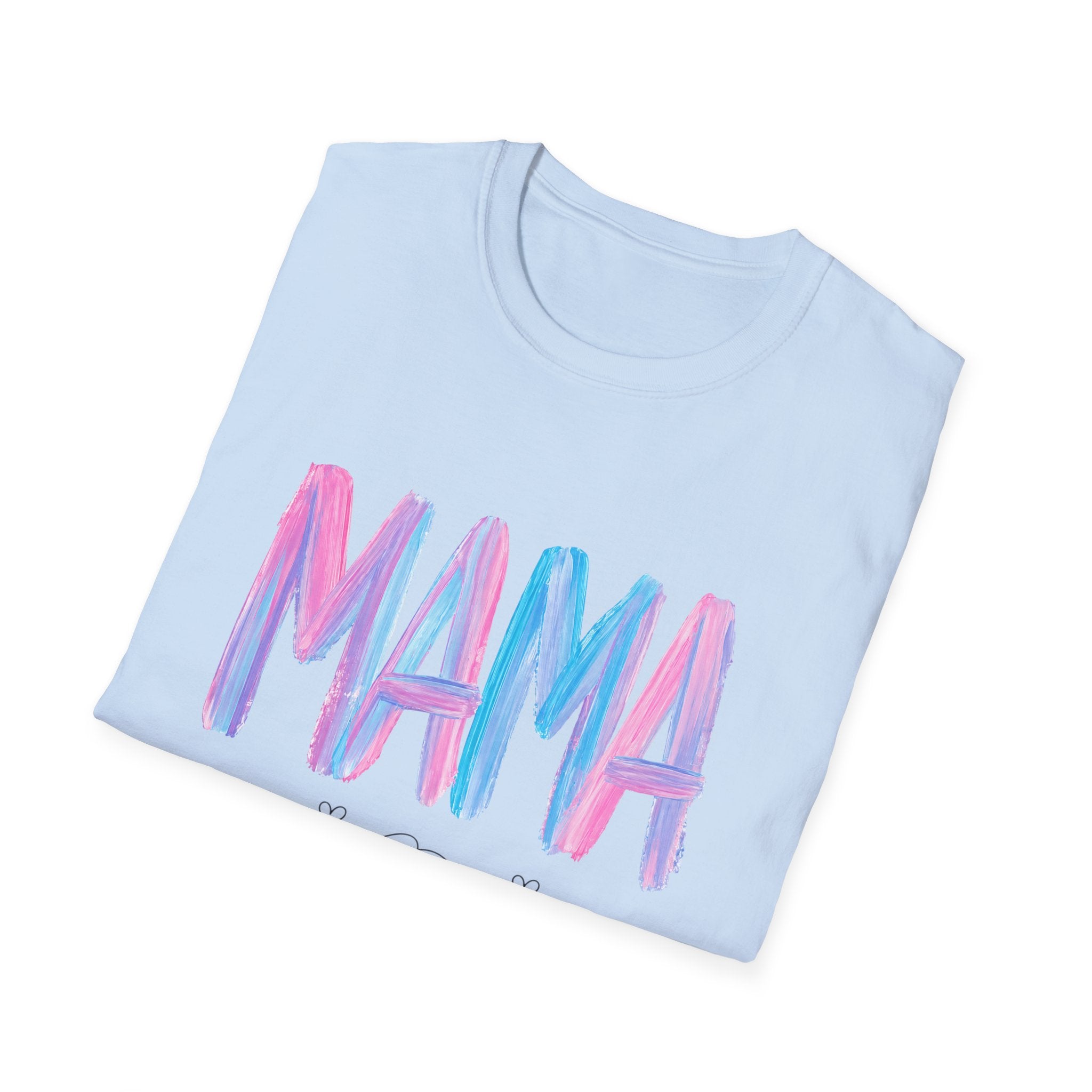 Mama Brushstroke T‑Shirt — Pastel Watercolor Mom Tee for Mother’s Day