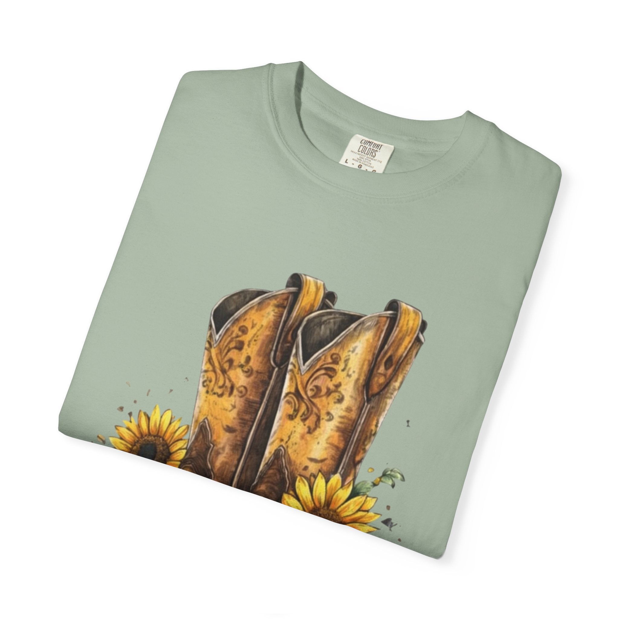 Cowgirl Boots & Sunflowers T-Shirt — Western Floral Graphic Tee