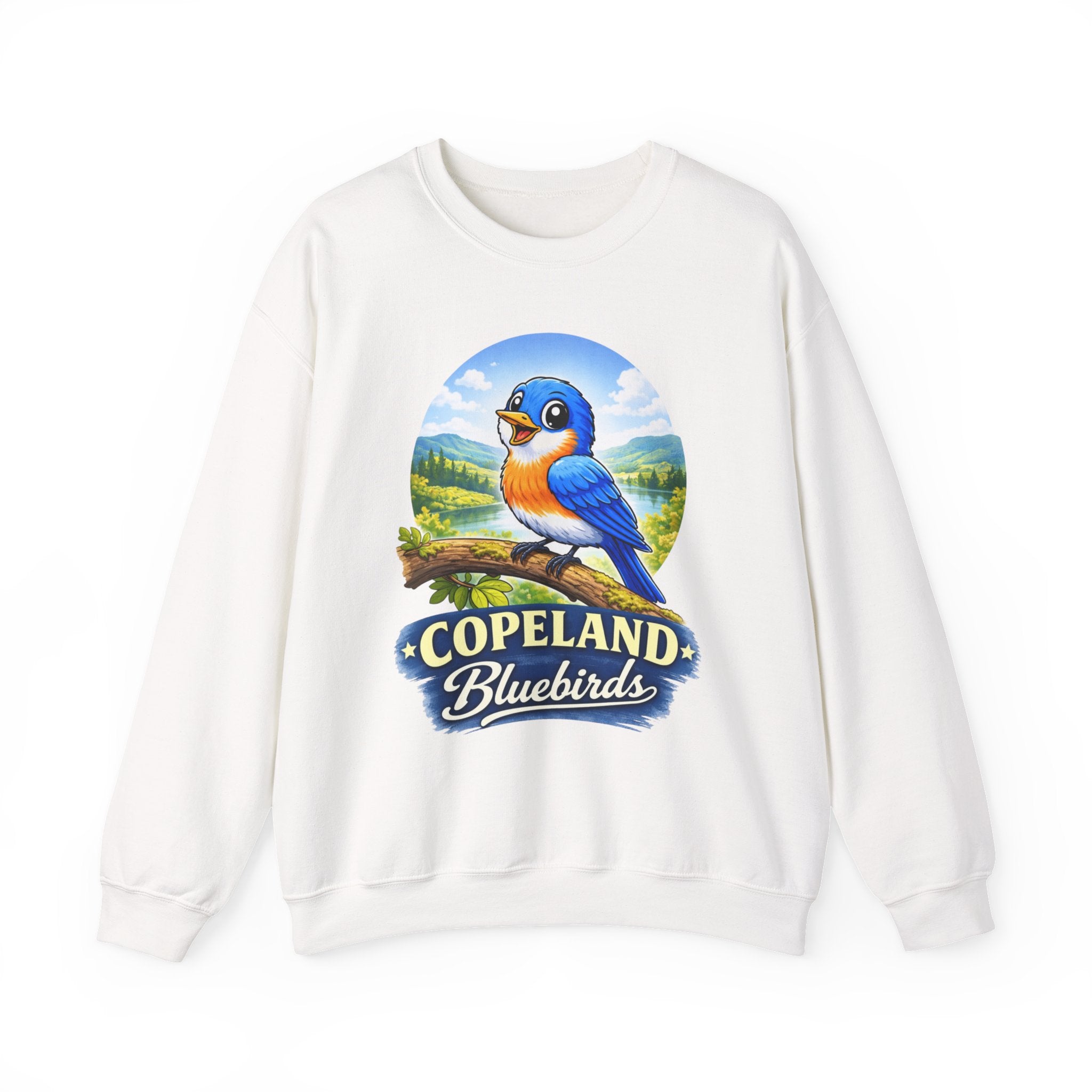 Bluebird Crewneck Sweatshirt — Copeland Bluebirds Vintage School Mascot Design
