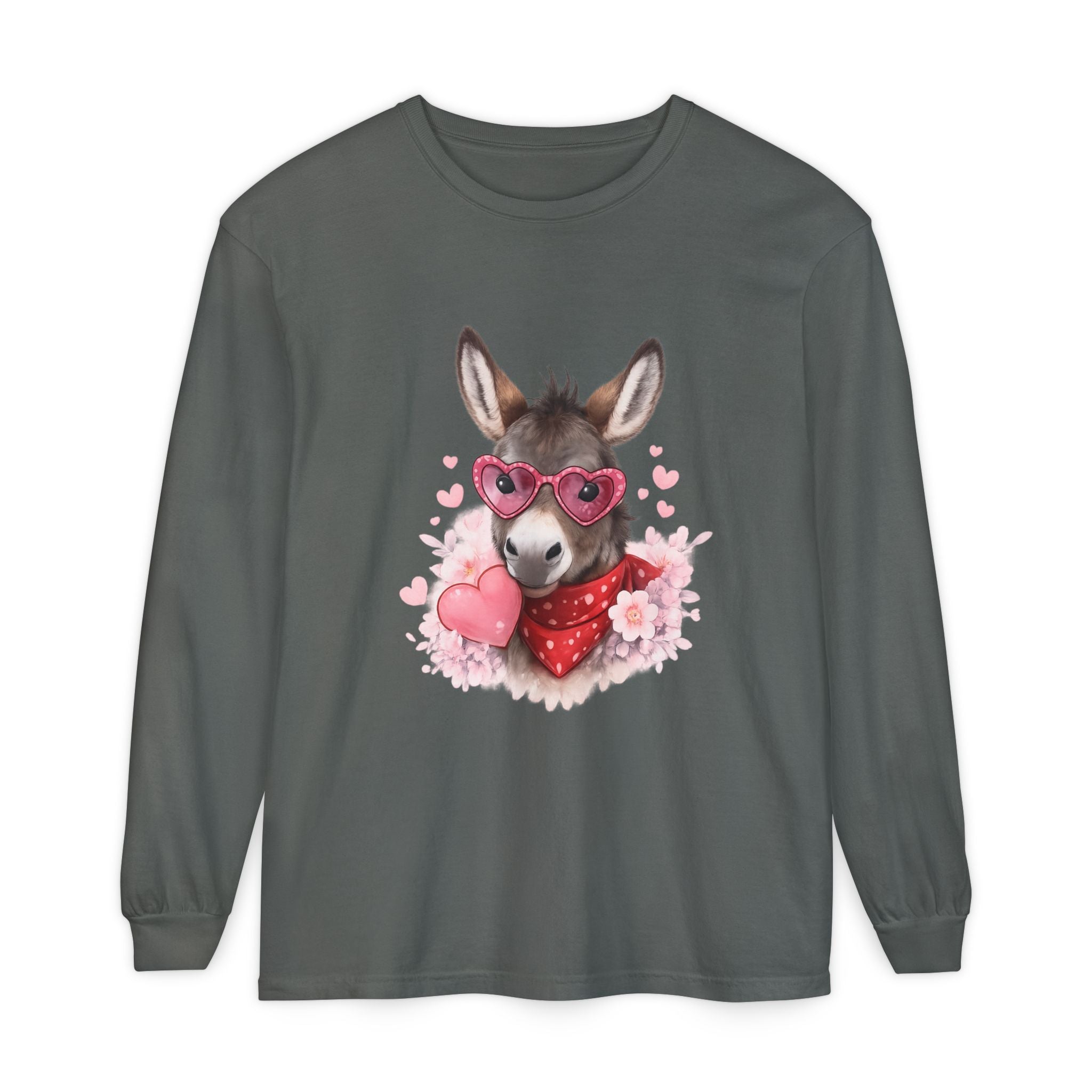 Donkey with Heart Sunglasses Long Sleeve Tee