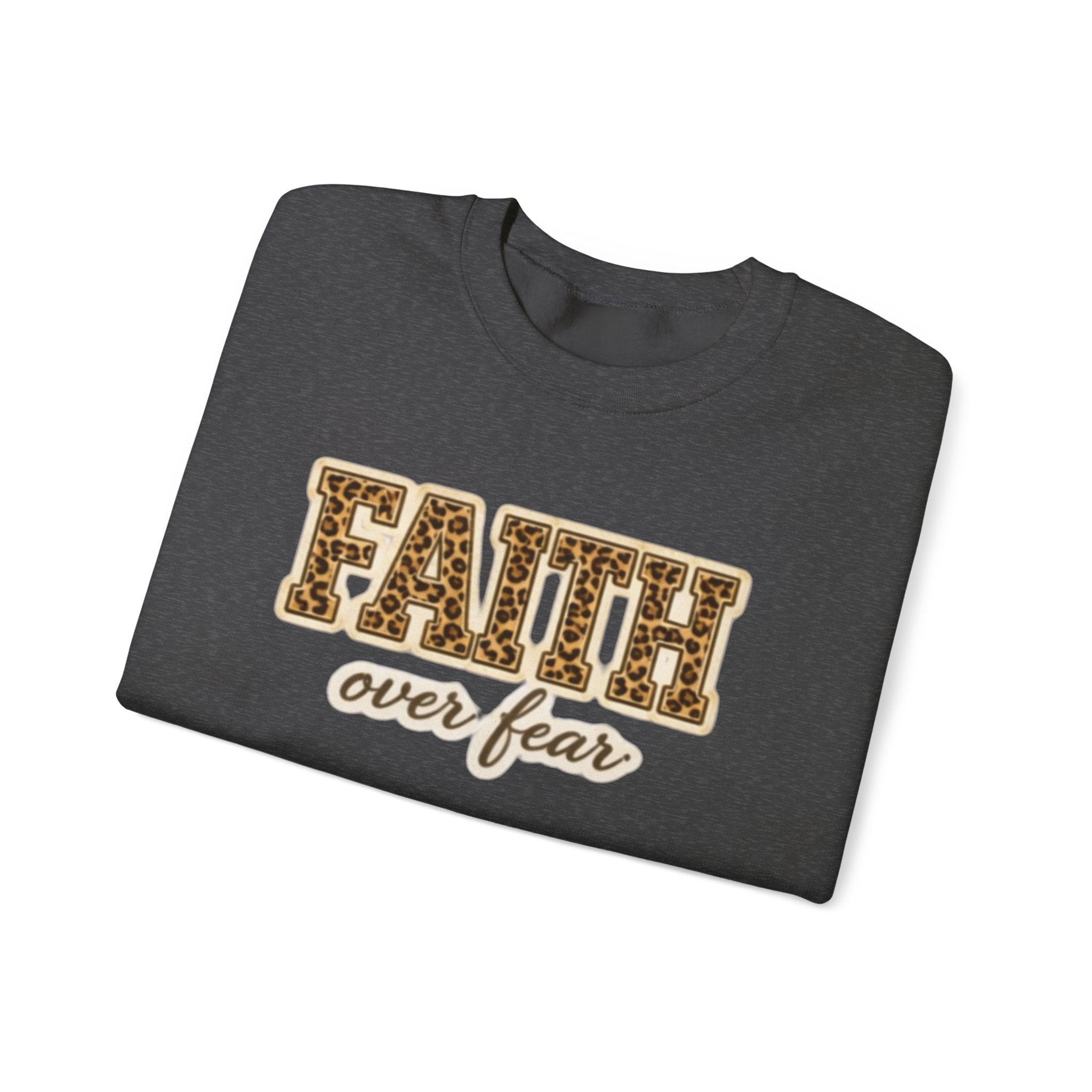 Faith Over Fear Leopard Graphic Sweatshirt