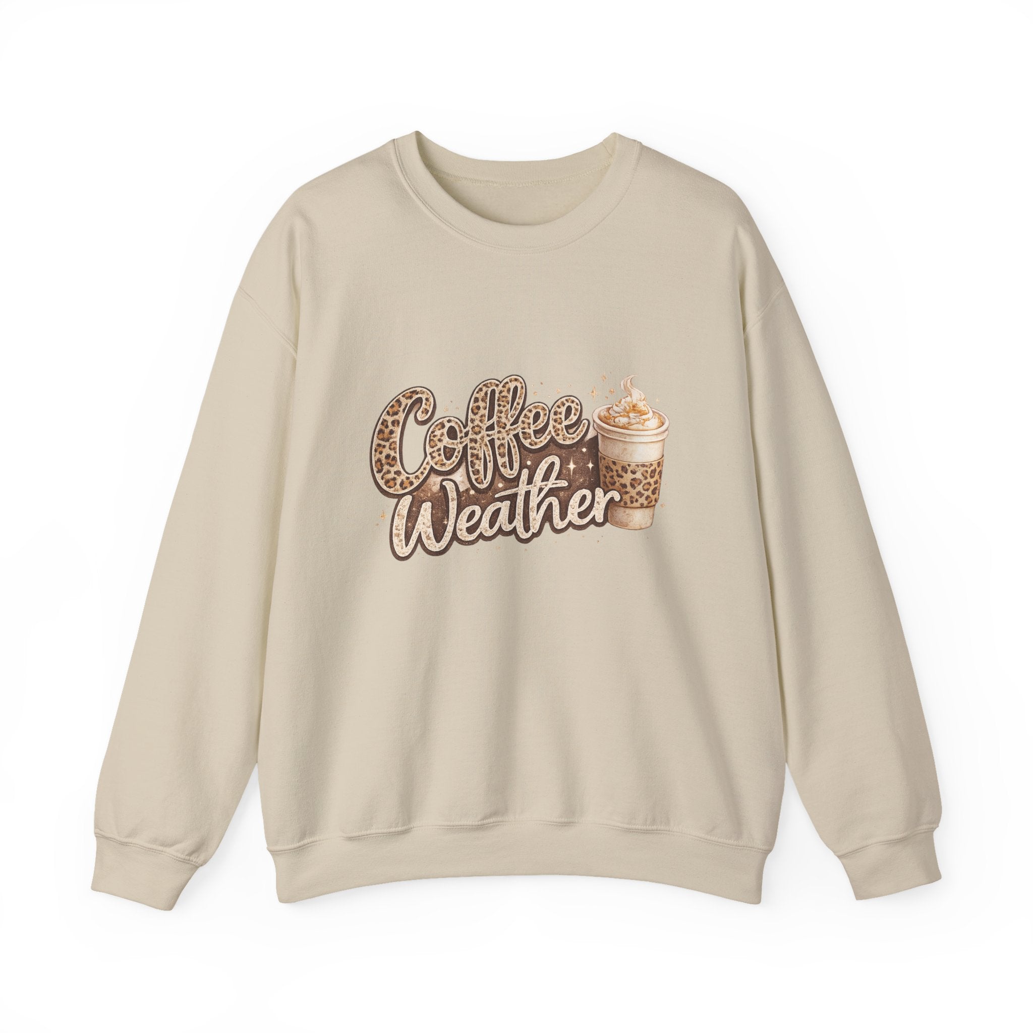 Coffee Weather Sweatshirt – Cozy Leopard Print Coffee Cup Crewneck