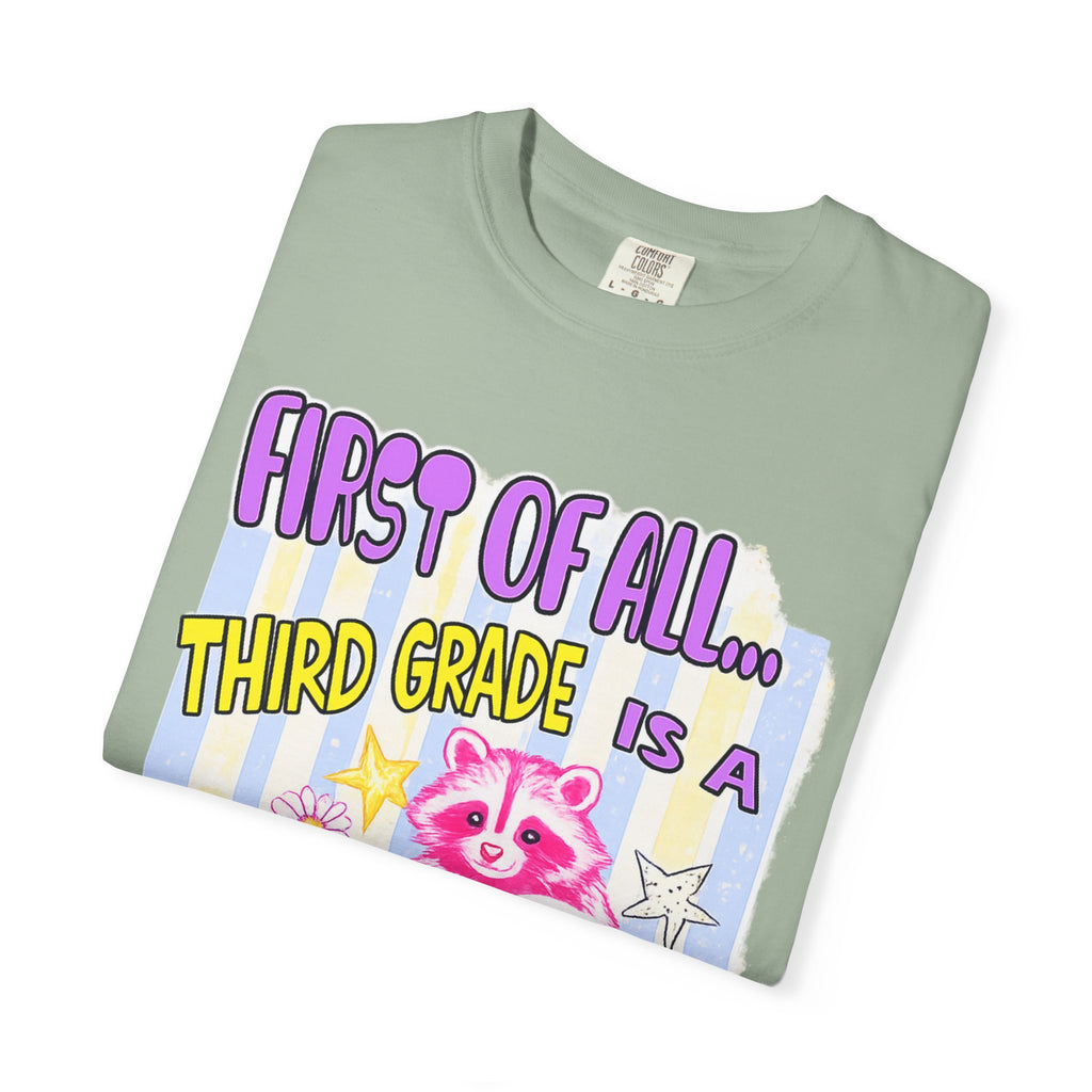 Third Grade Is a Whole Vibe T-Shirt — Cute Pink Raccoon Back-to-School Tee