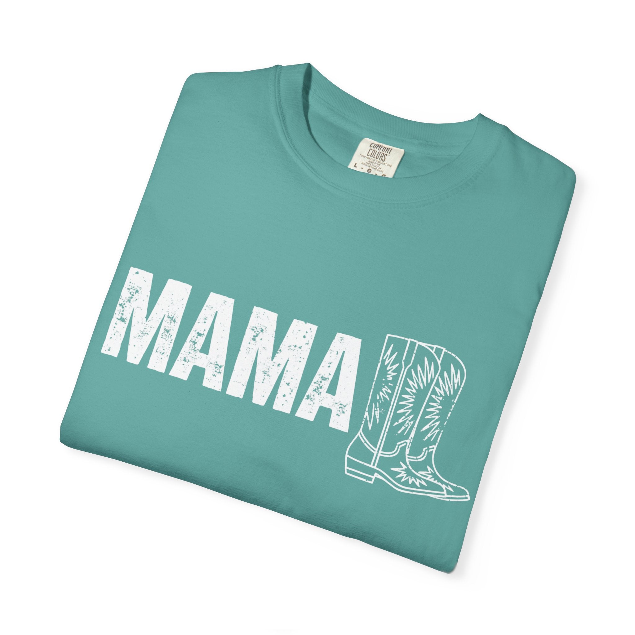 Mama Cowboy Boots T-Shirt — Rustic Western Mom Graphic Tee