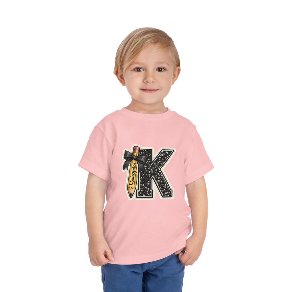 Kids' Letter K Pencil Tee — Monogram Toddler Short Sleeve Shirt