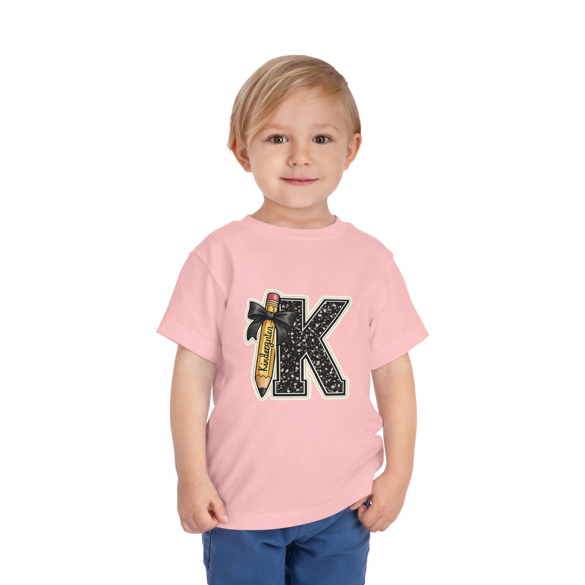 Kids' Letter K Pencil Tee — Monogram Toddler Short Sleeve Shirt