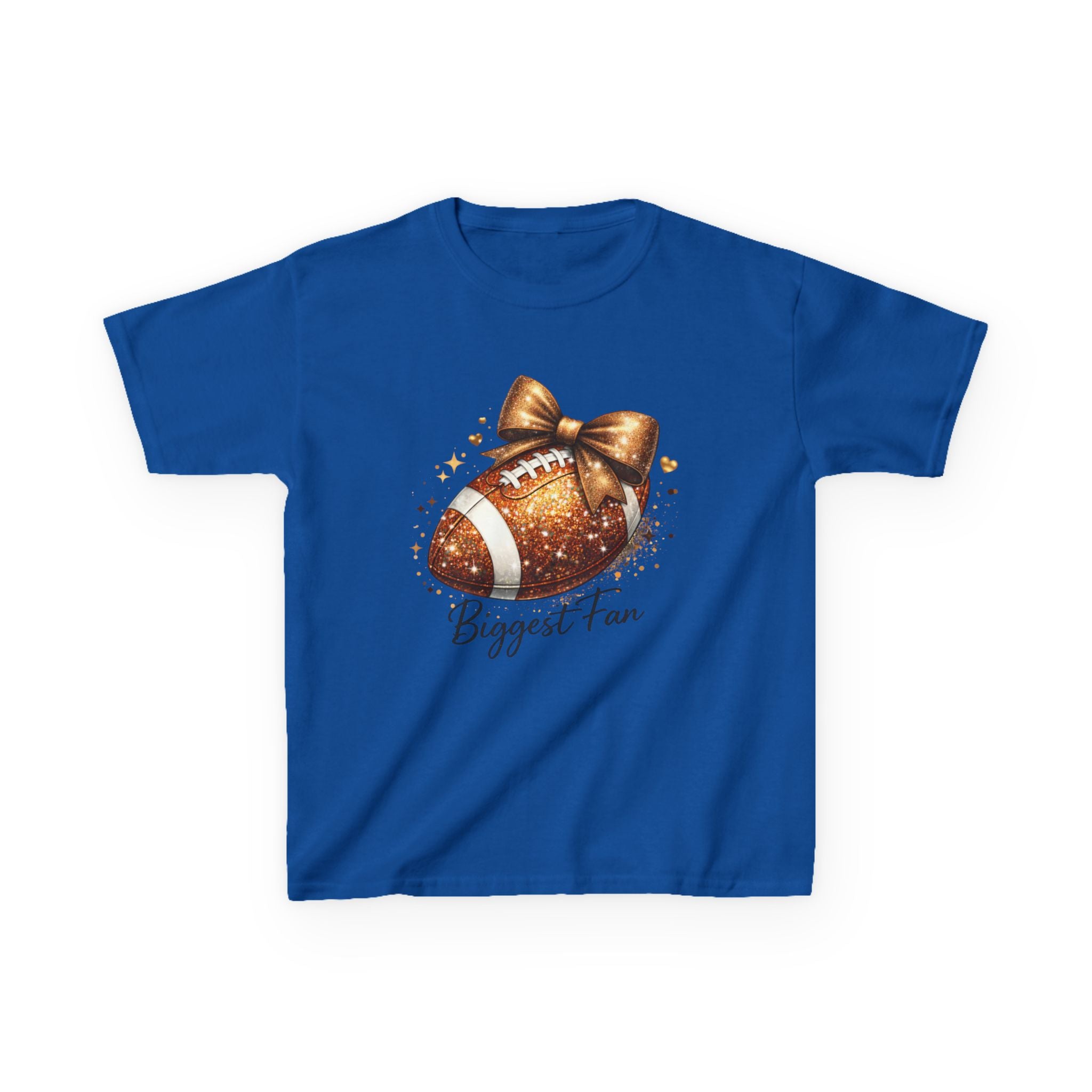 Kids Tee — 'Biggest Fan' Glitter Football Design