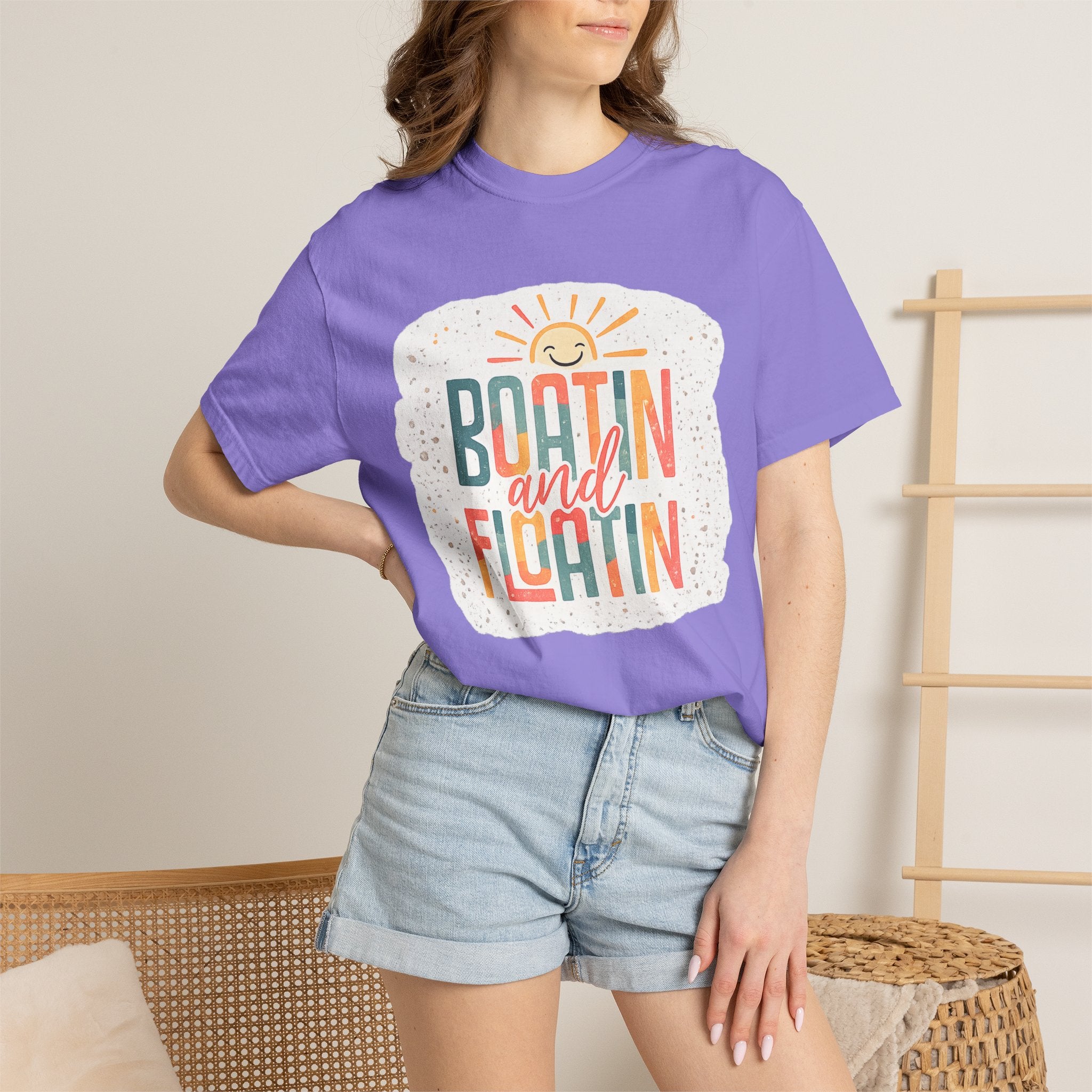 Boatin' and Floatin' T-Shirt — Retro Sun Summer Boating Tee
