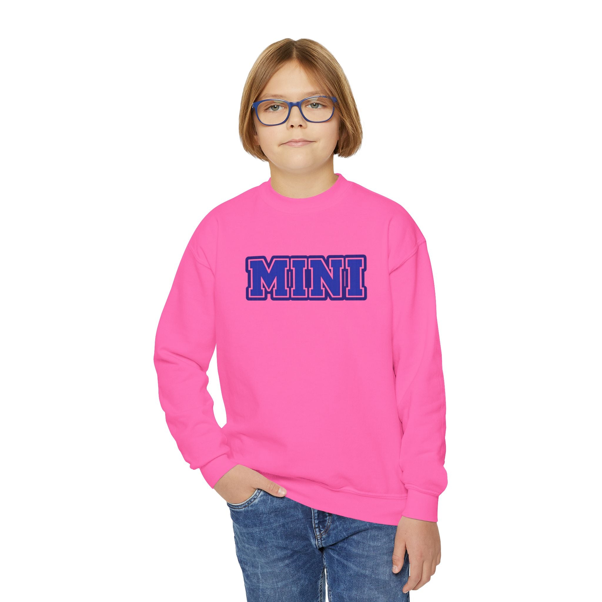 Youth Crewneck Sweatshirt — 'MINI' Varsity Letter Kids Pullover