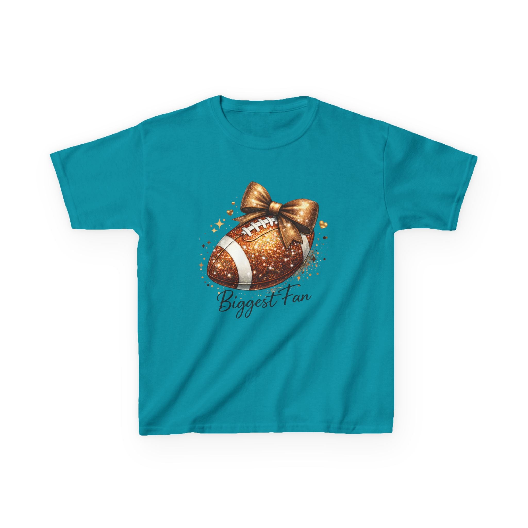Kids Tee — 'Biggest Fan' Glitter Football Design