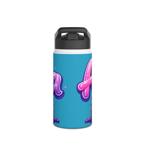 Aurora Bubble Letter Stainless Steel Water Bottle — Cute Cartoon Drink Bottle