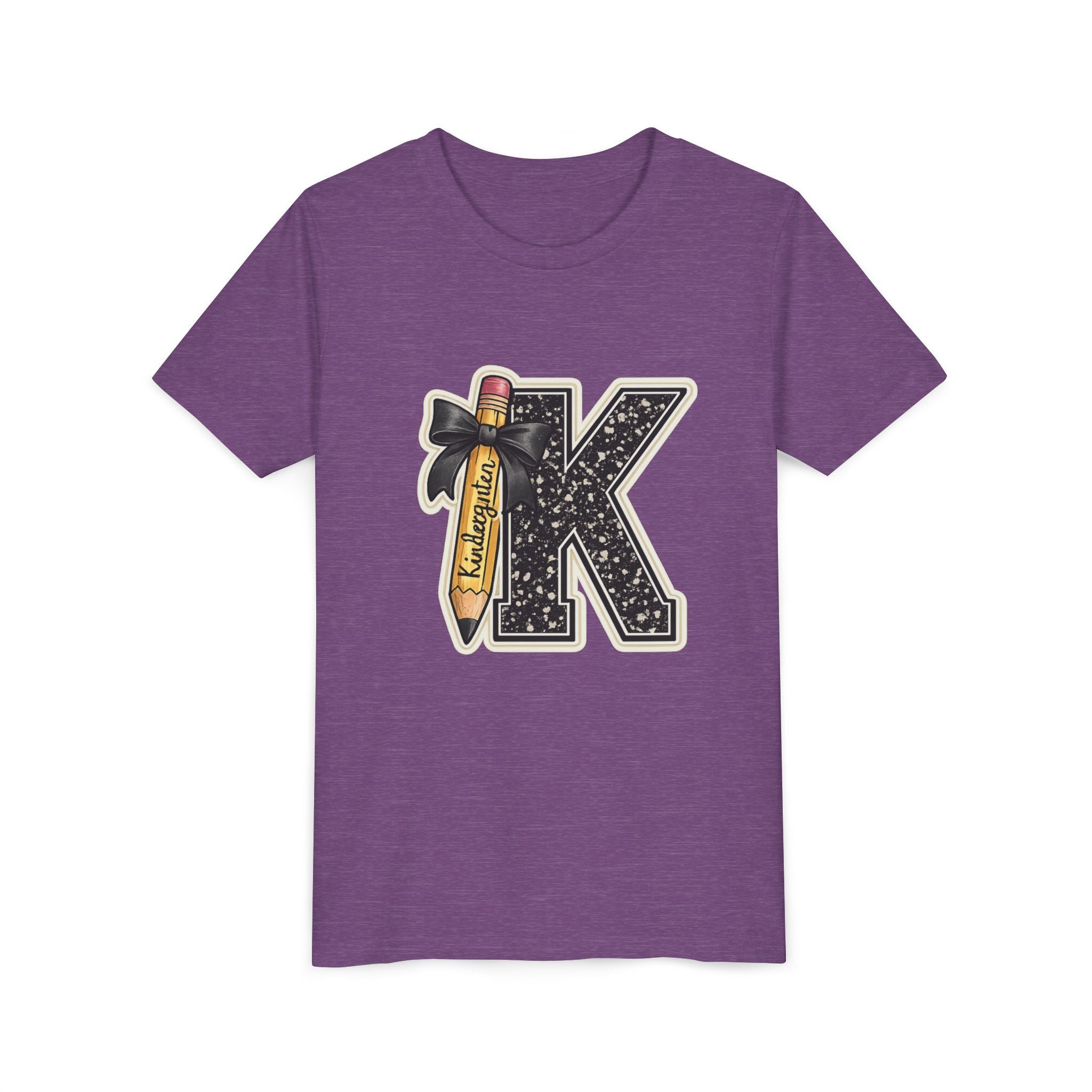 Youth K Monogram Pencil Tee — Kids Initial Letter K School Shirt