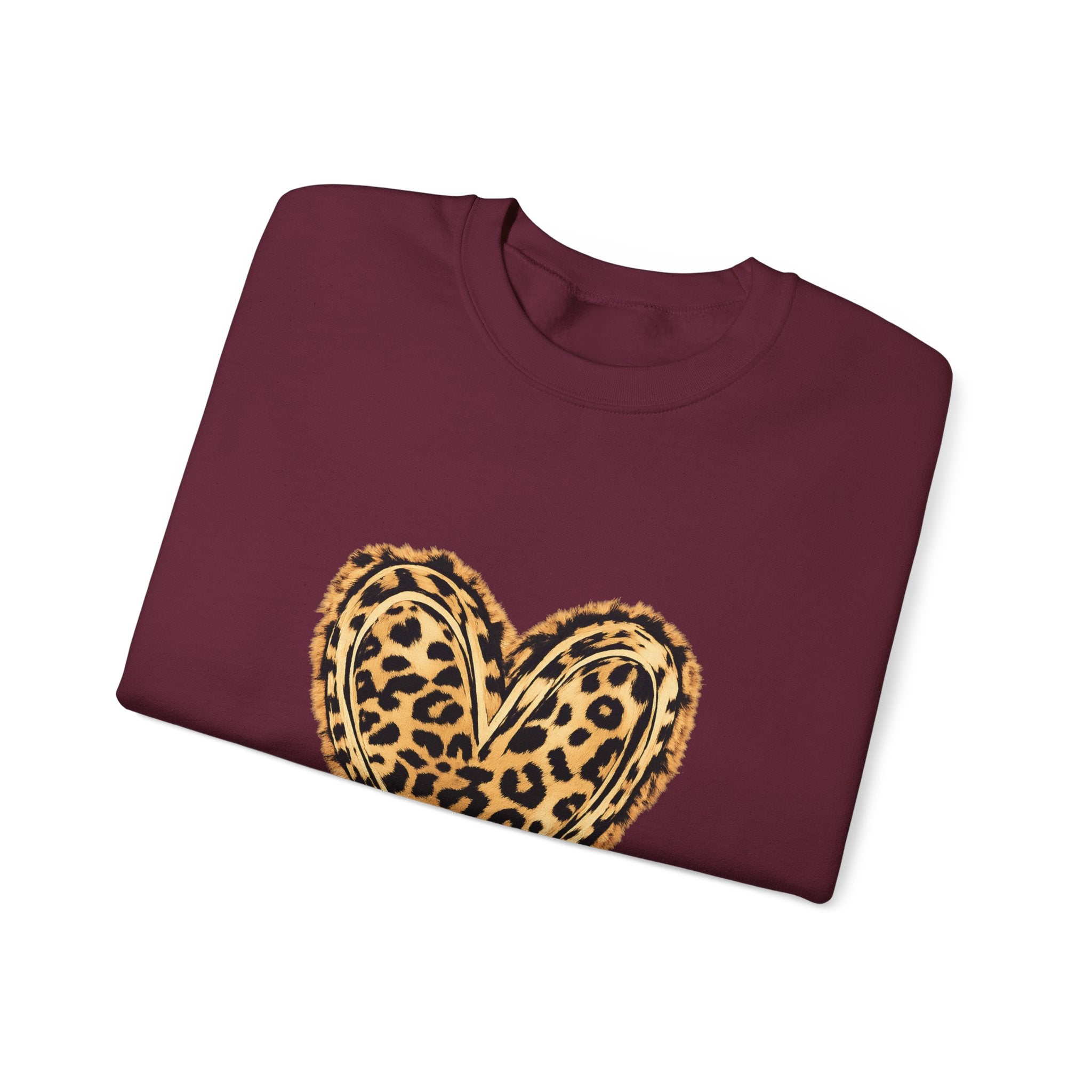 Leopard Heart Crewneck Sweatshirt - Animal Print Heart Pullover