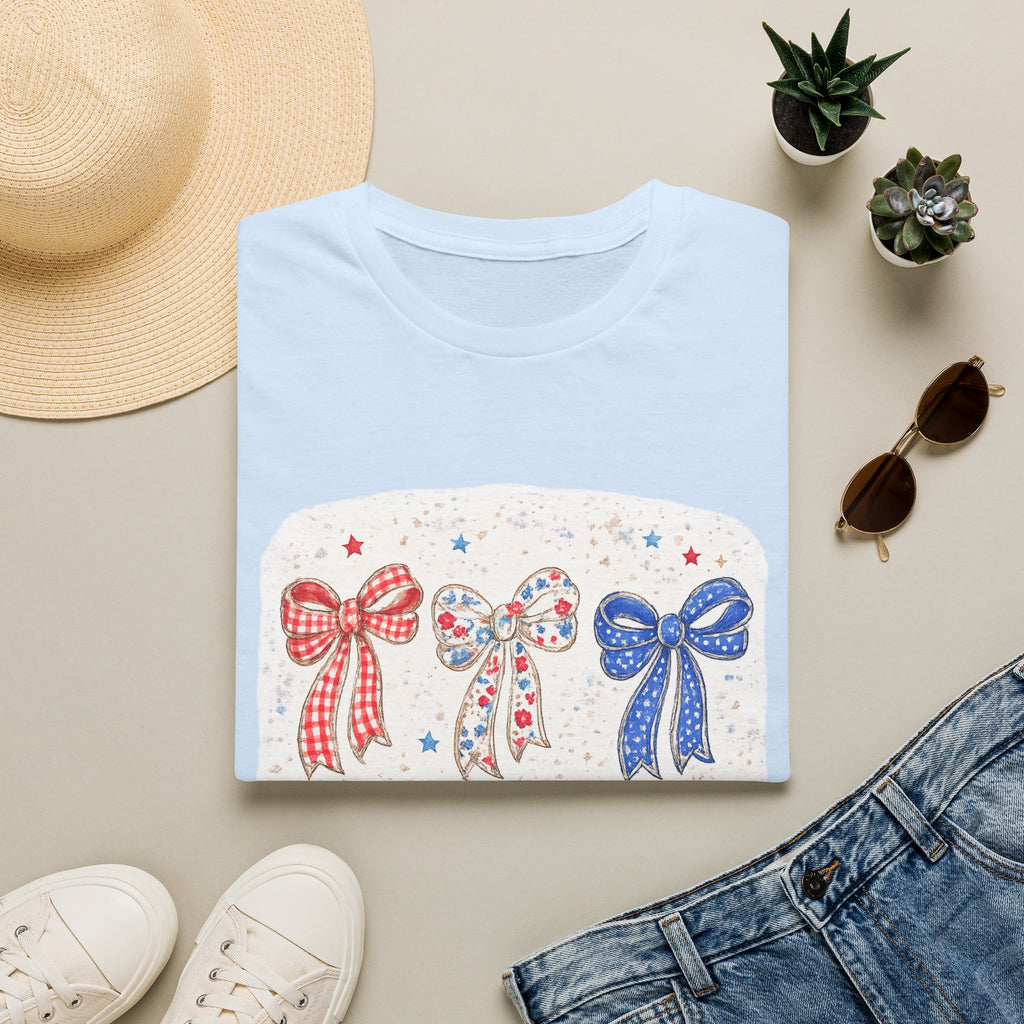 Patriotic Red White & Blue Bow T-Shirt — America 250 Celebration Tee