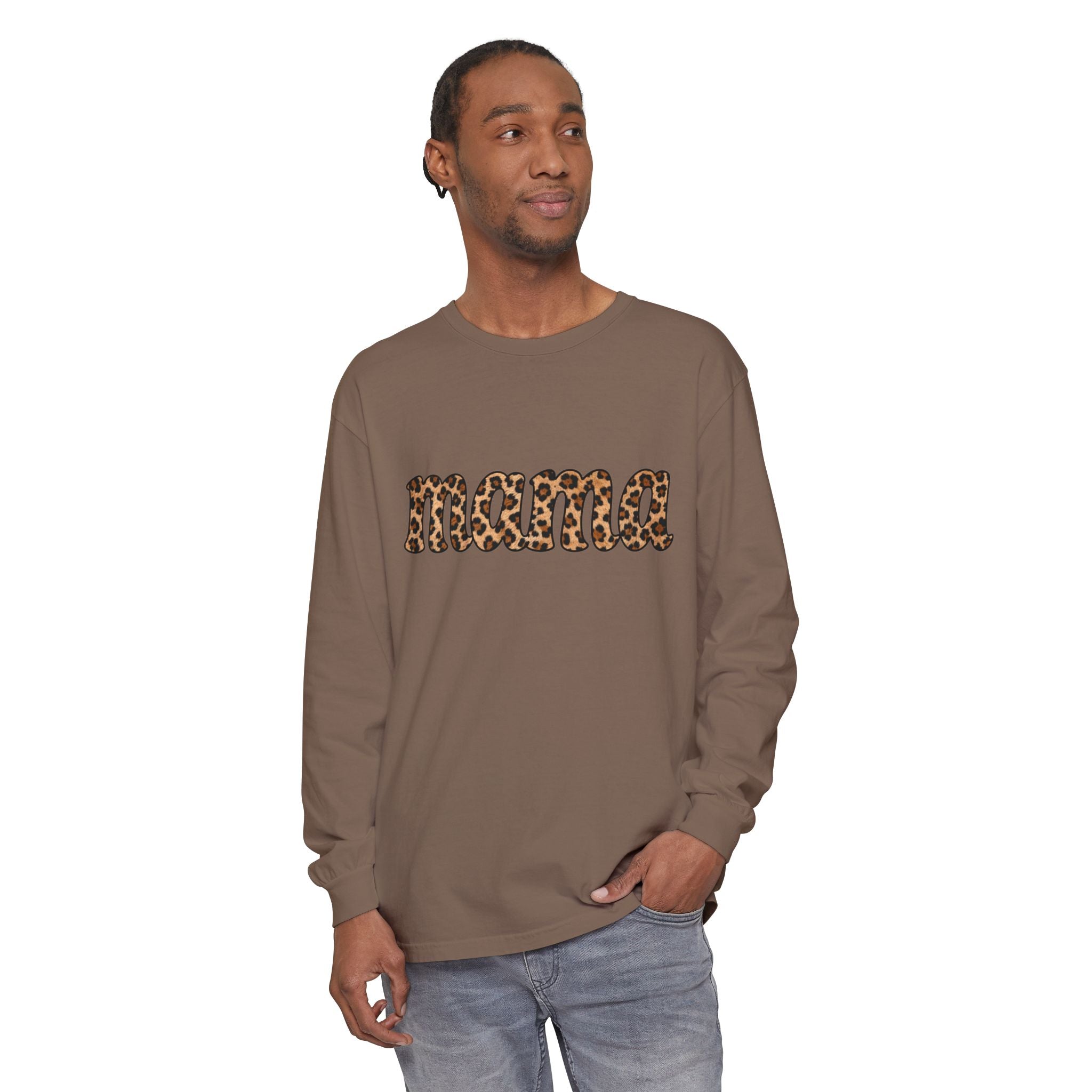 Mama Leopard Print Long Sleeve Tee
