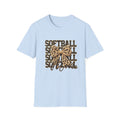 Softball Mom Leopard Bow T-Shirt – 'Softball Squad' Graphic Tee
