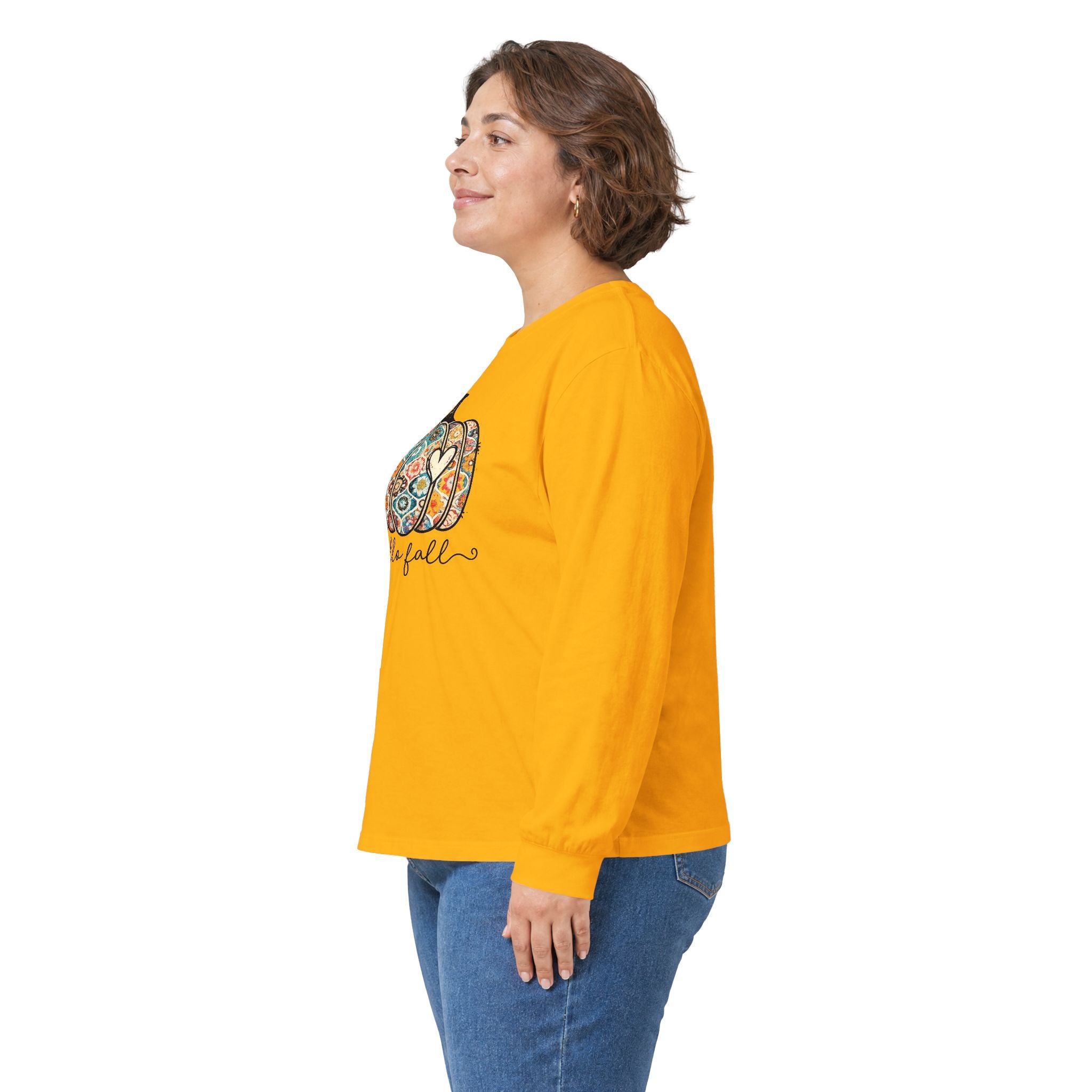 Hello Fall Pumpkin Long Sleeve Tee