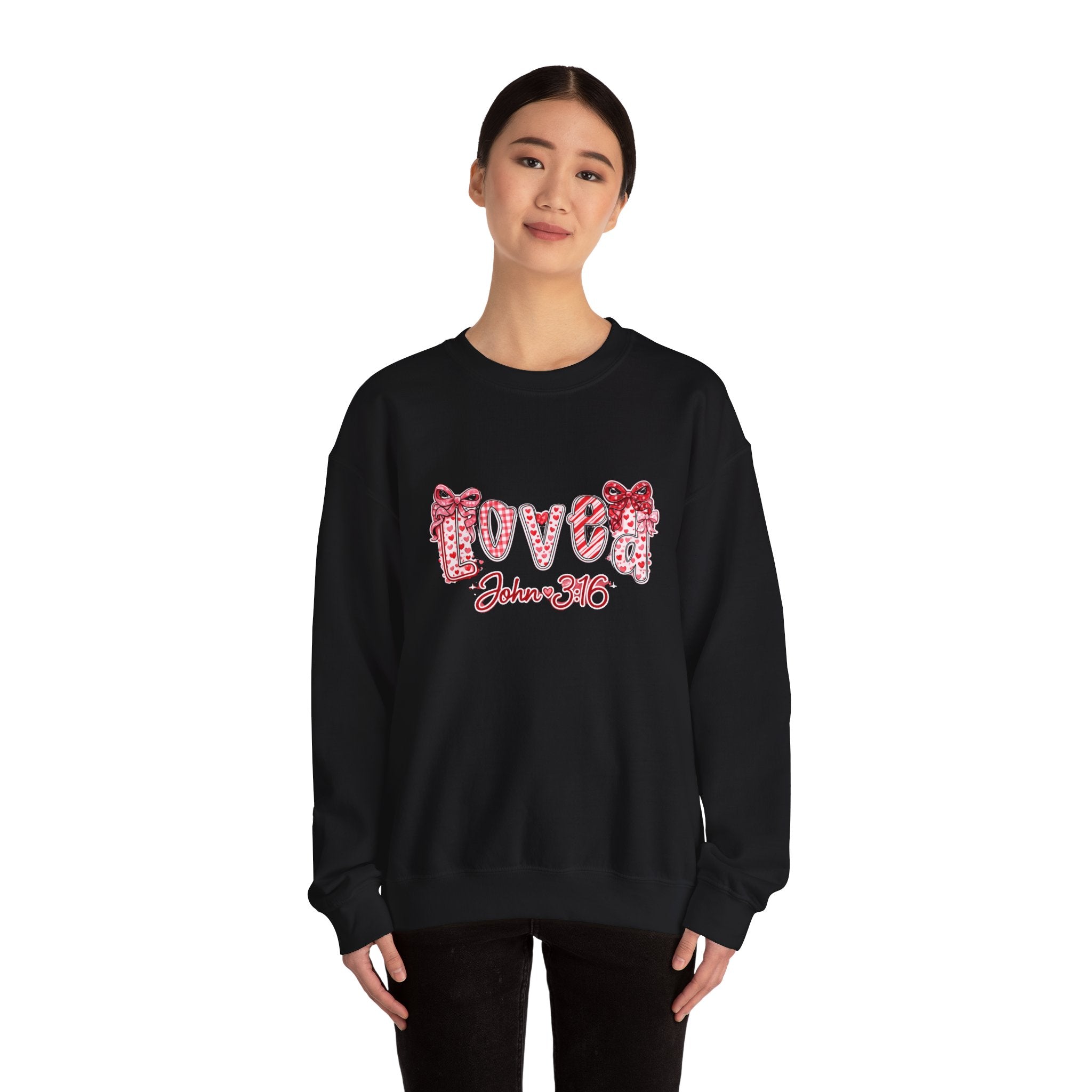 Valentine 'Love' Crewneck Sweatshirt — John 3:16 Script