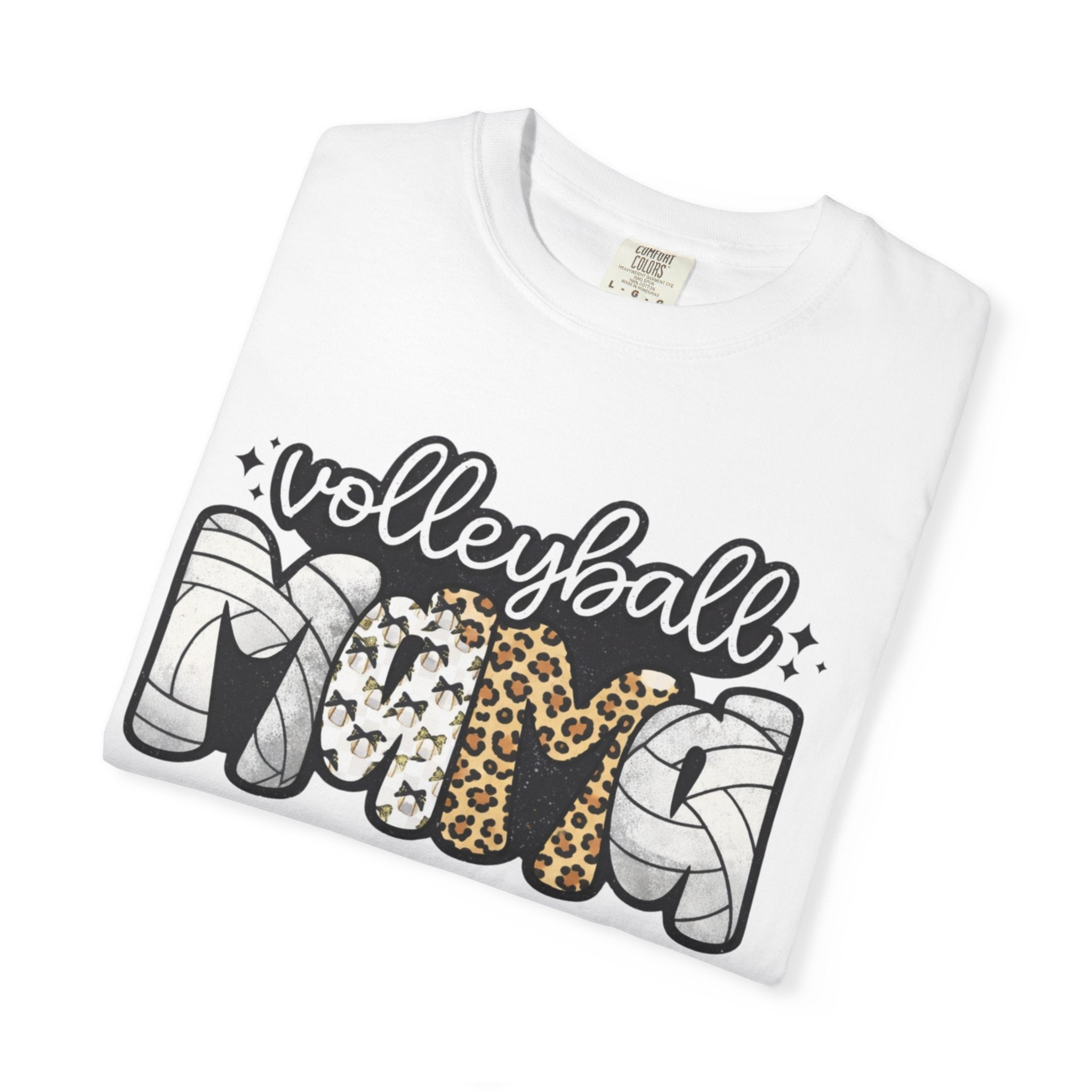 Volleyball Mom T-Shirt — Leopard & Ball Graphic Tee for Coaches & Fans