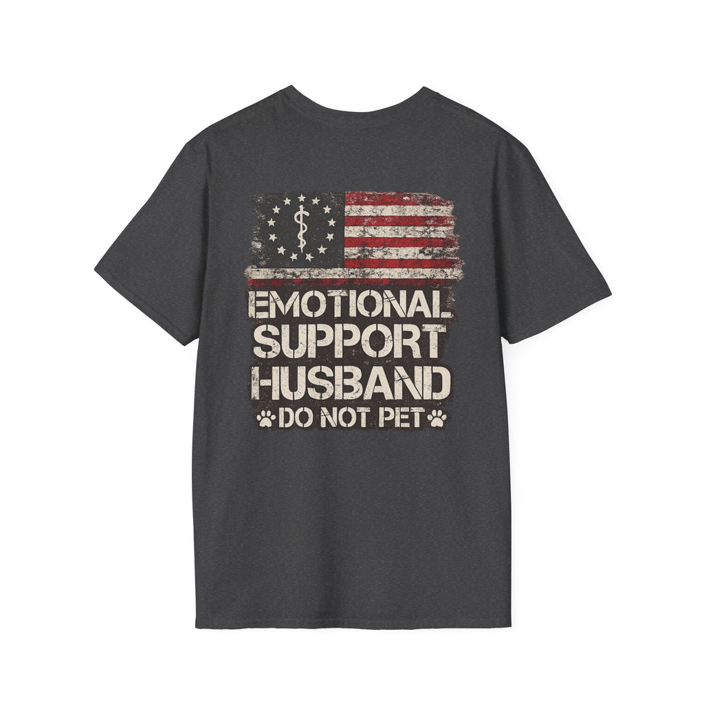 Emotional Support Husband T-Shirt — Patriotic "Do Not Pet" Graphic Tee
